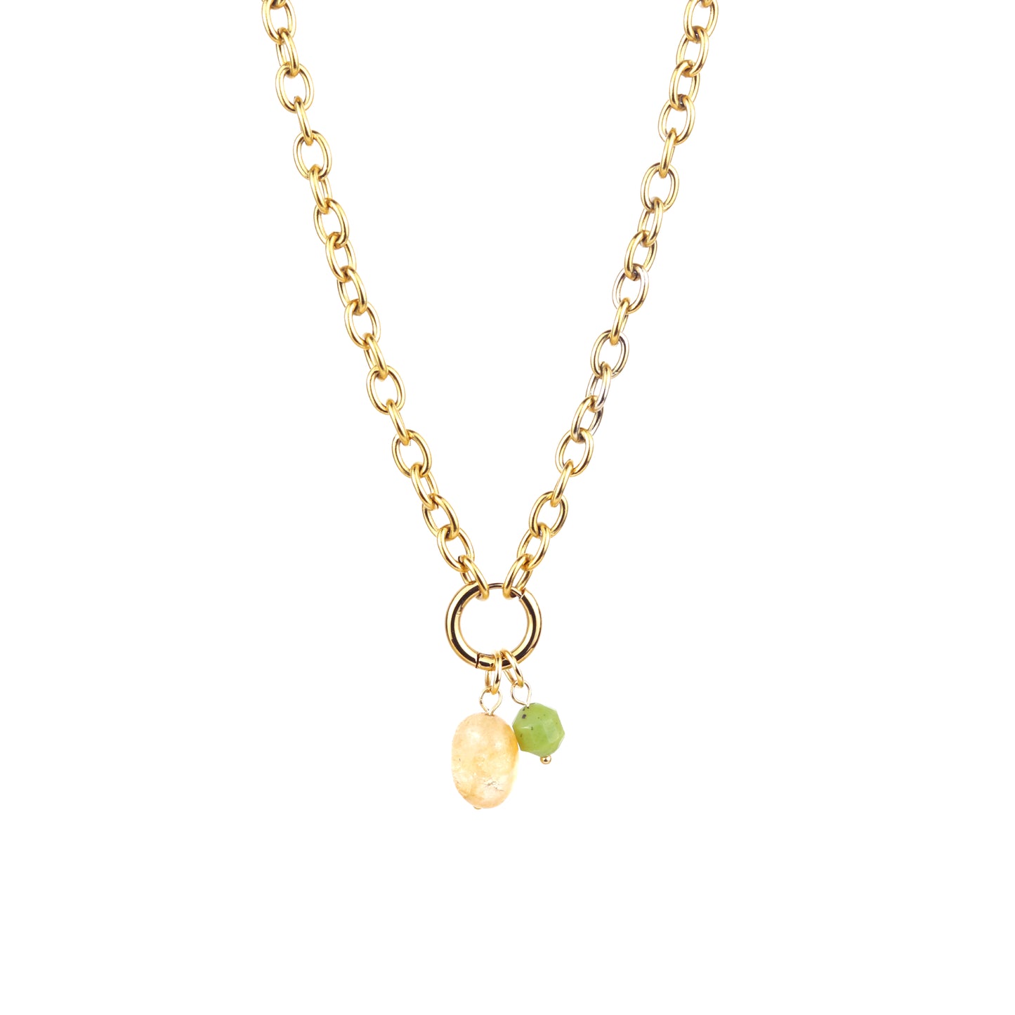 Olivia Gold Chain Convertible Necklace in Lemon Lime