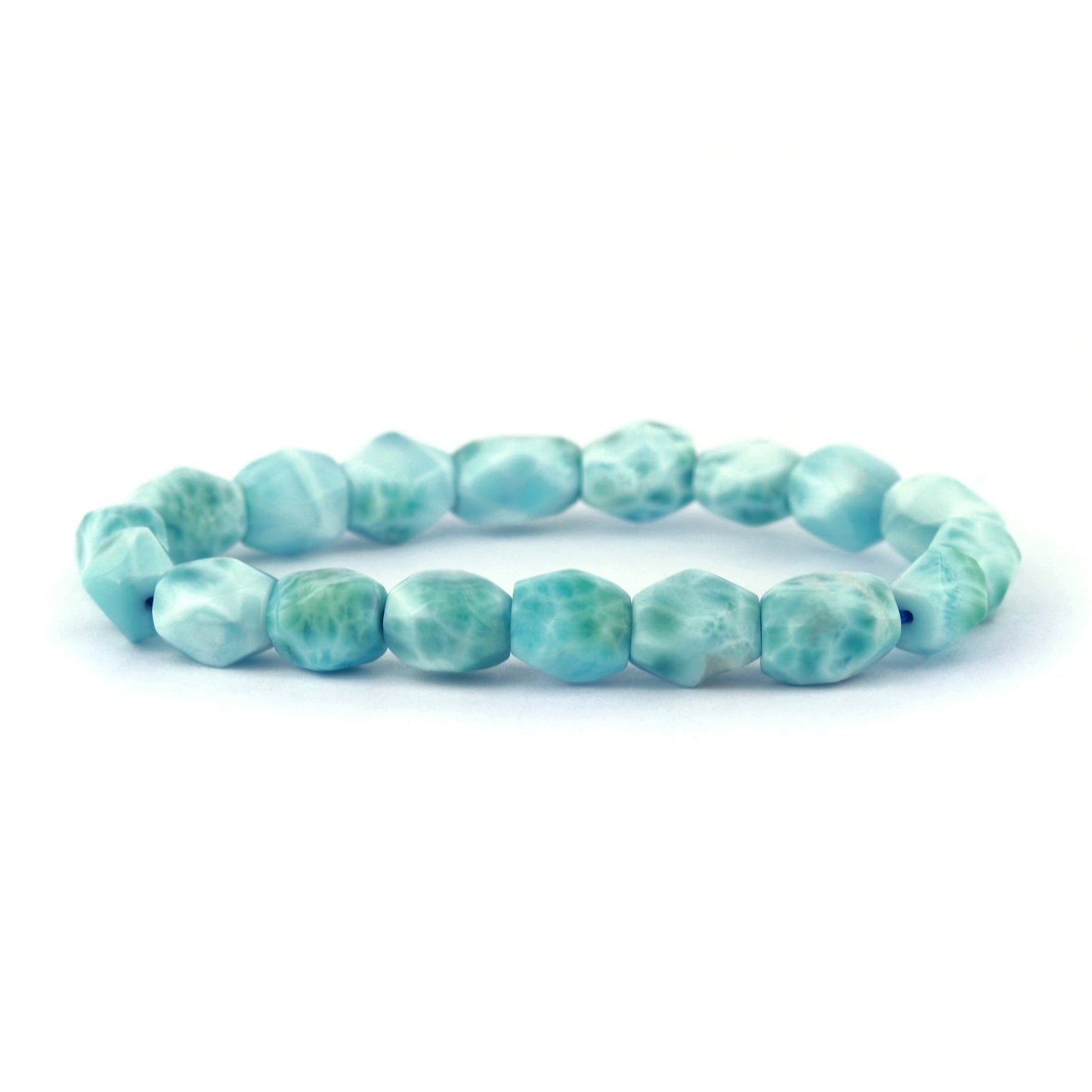Faceted A-Grade Larimar Pebbles Stretch Bracelet