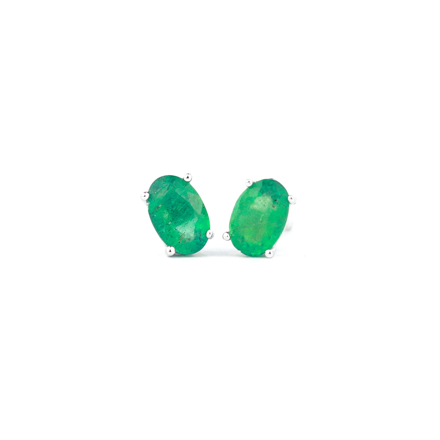 Emerald Oval Cut 925 Sterling Silver Stud Earring