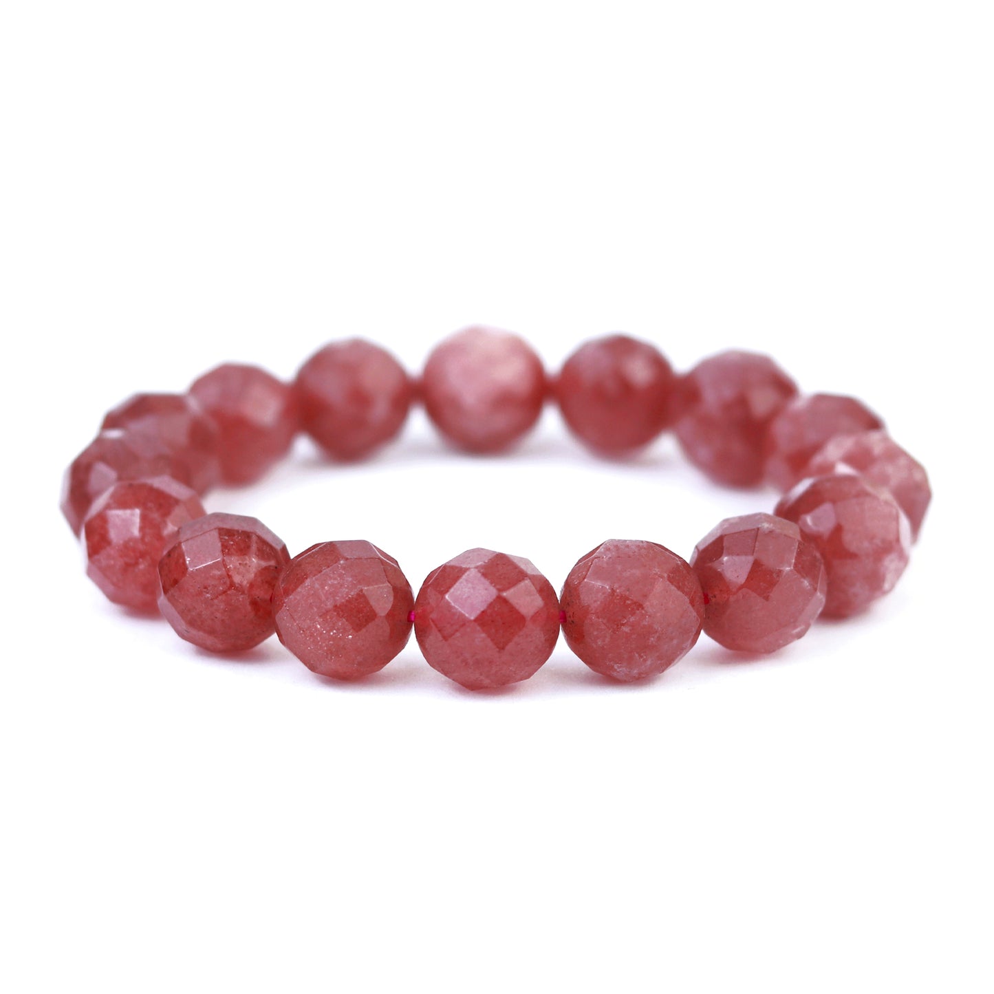 Faceted Strawberry Quartz Stretch Bracelet 12mm