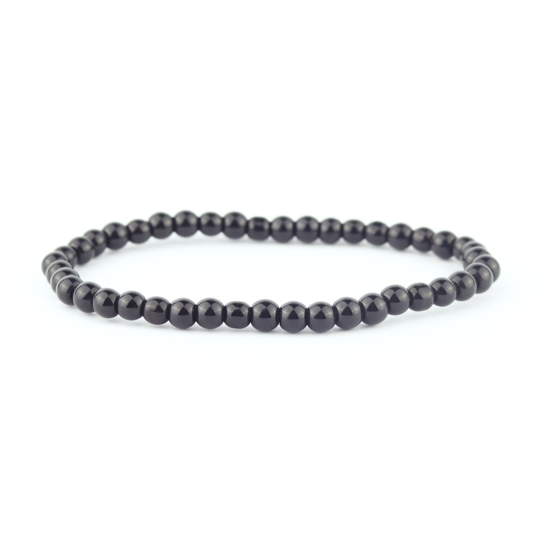 Polished Black Onyx Stretch Bracelet 4mm