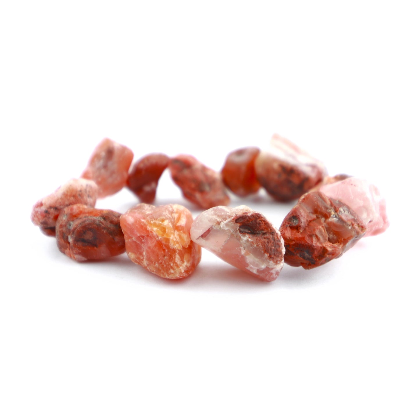 Raw Red Snakeskin Agate Stretch Bracelet Medium