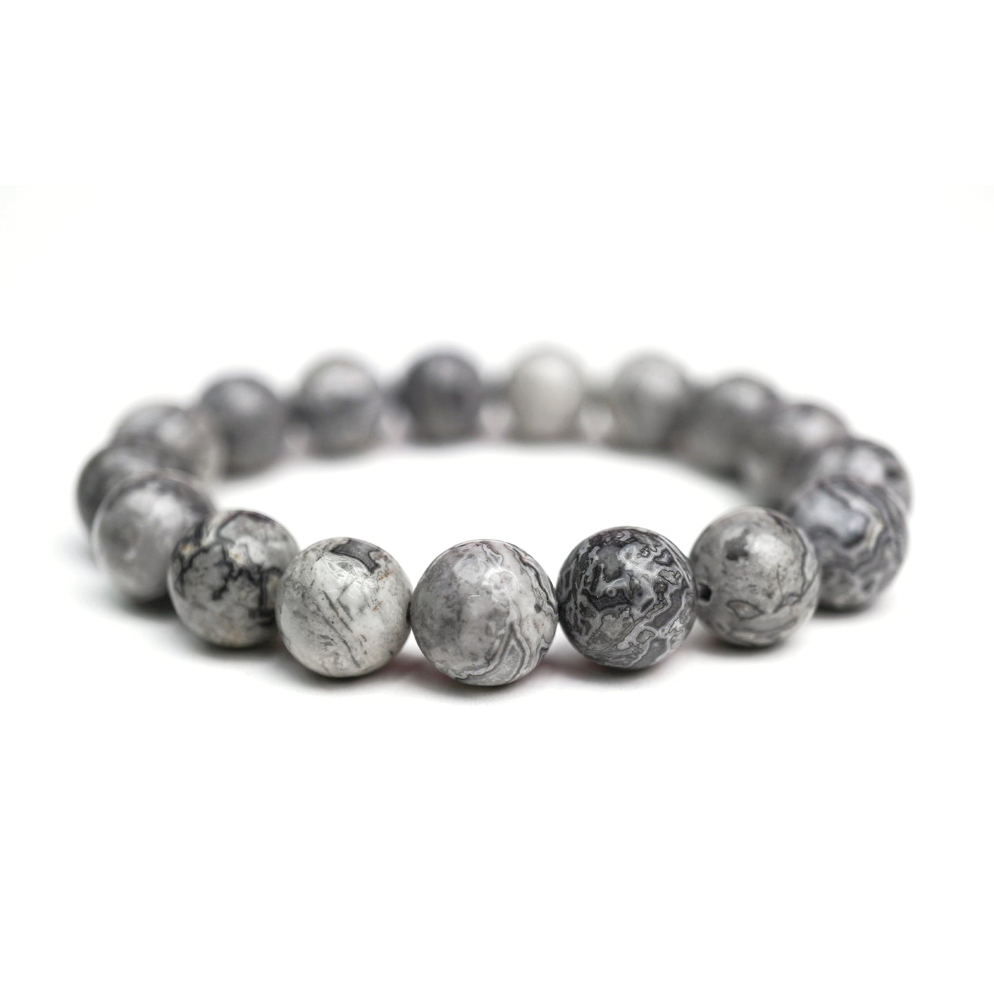 Gray Jasper Stretch Bracelet 12mm