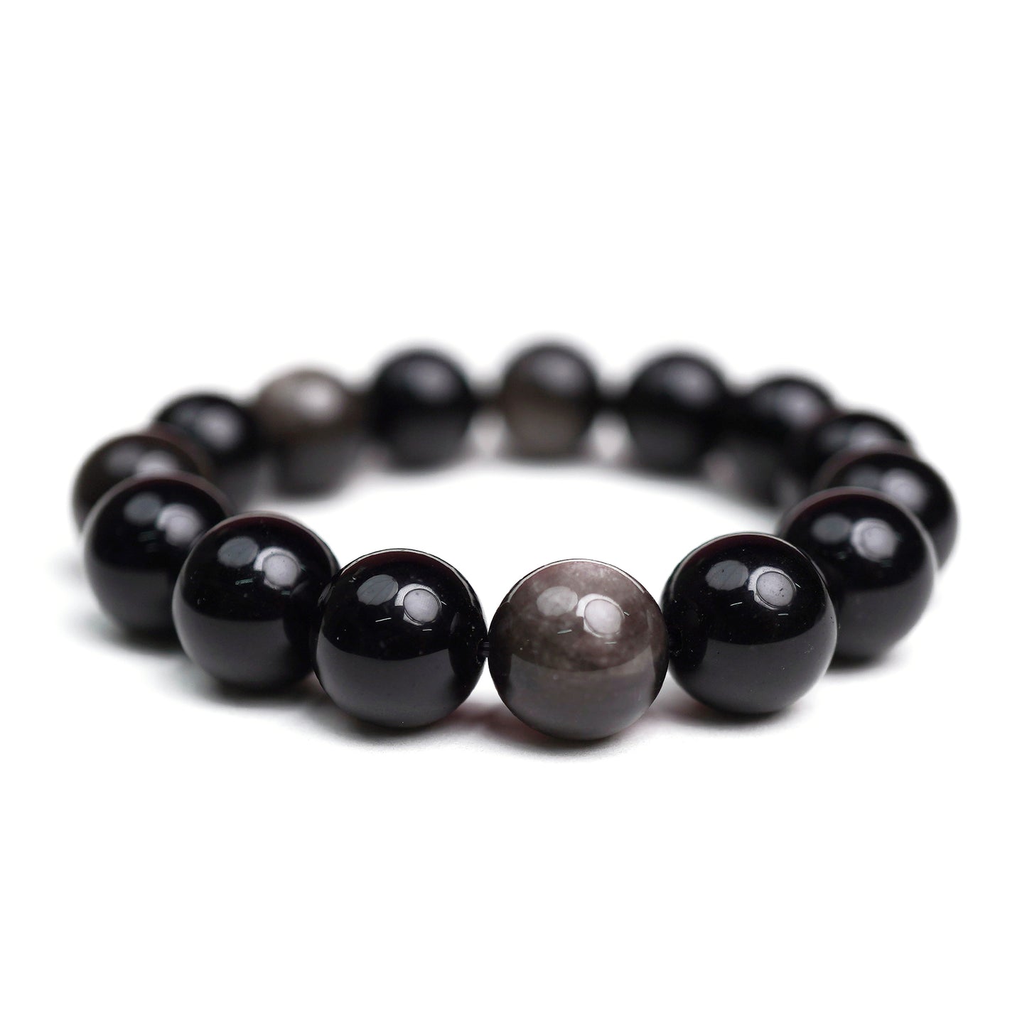 Silver Sheen Obsidian Stretch Bracelet 12mm