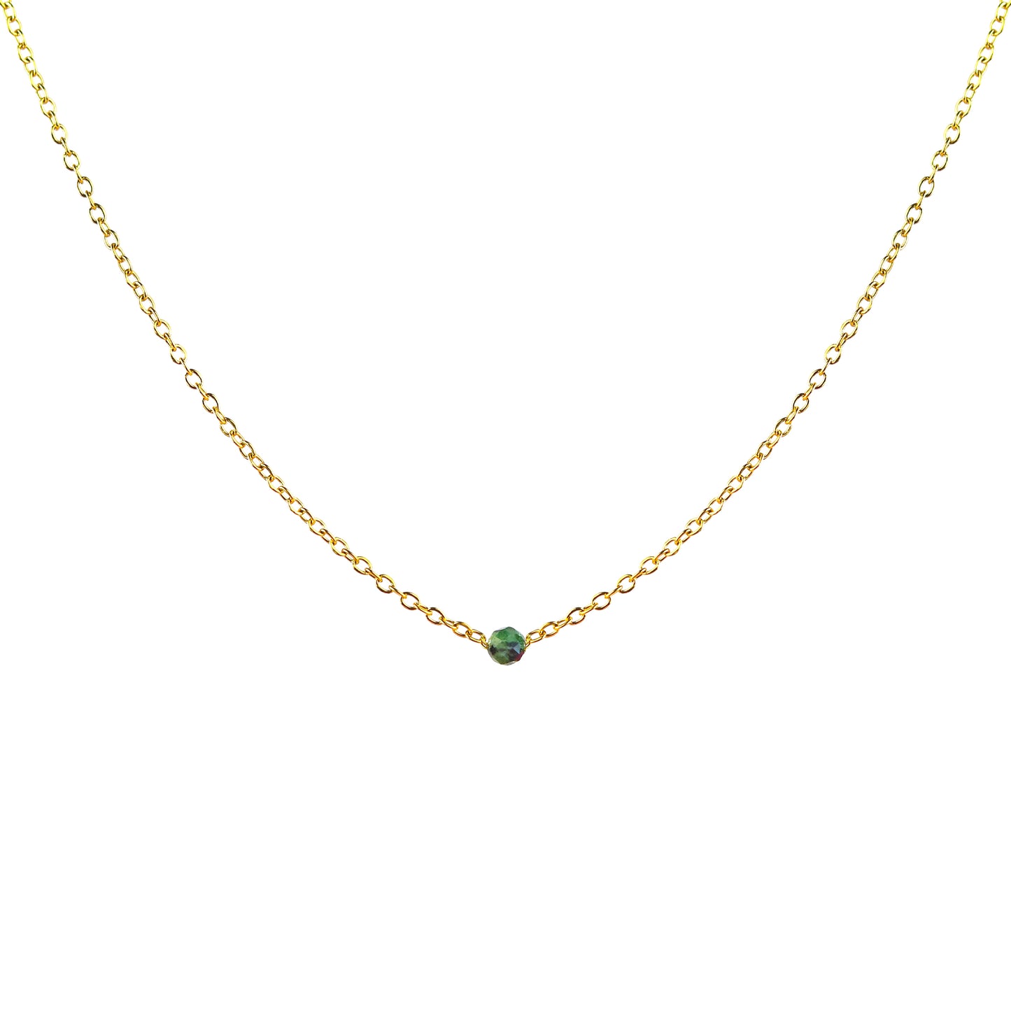 Eva Delicate Chain Necklace in Ruby Zoisite