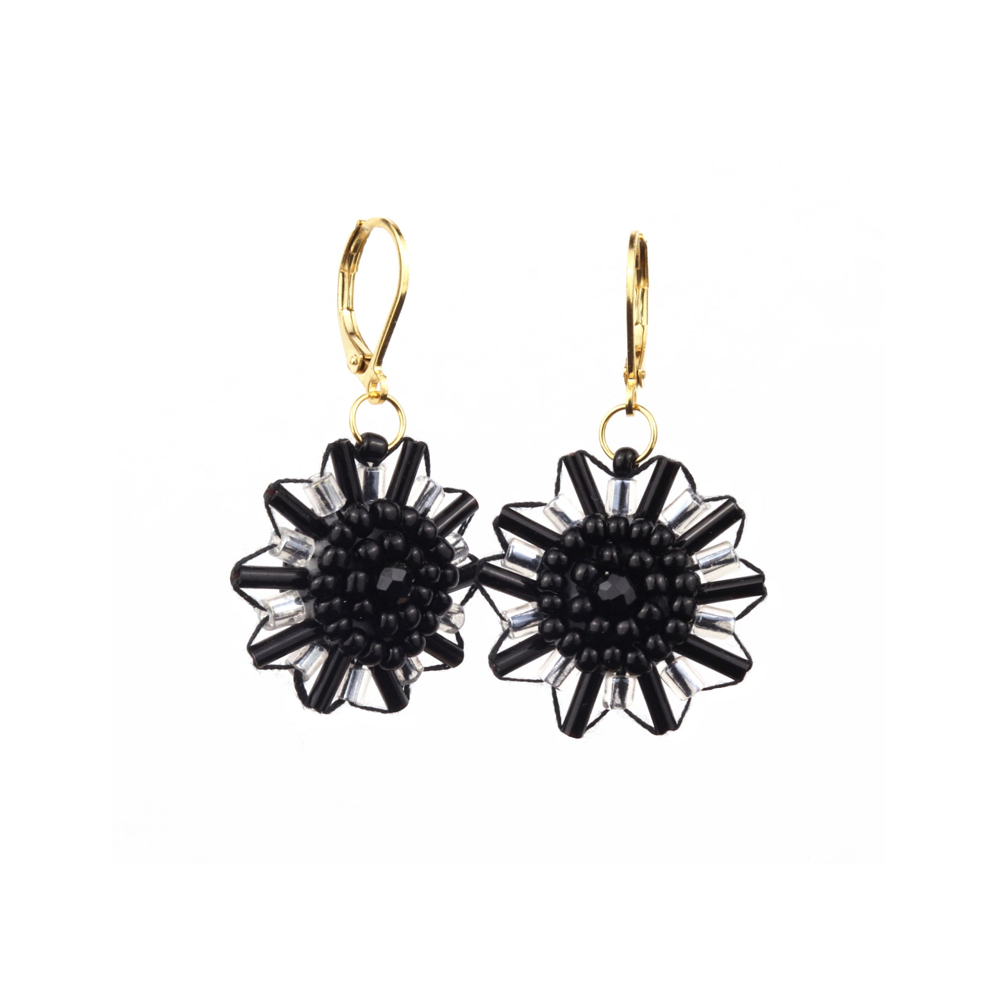 Aster Dangle Earrings in Black Spinel