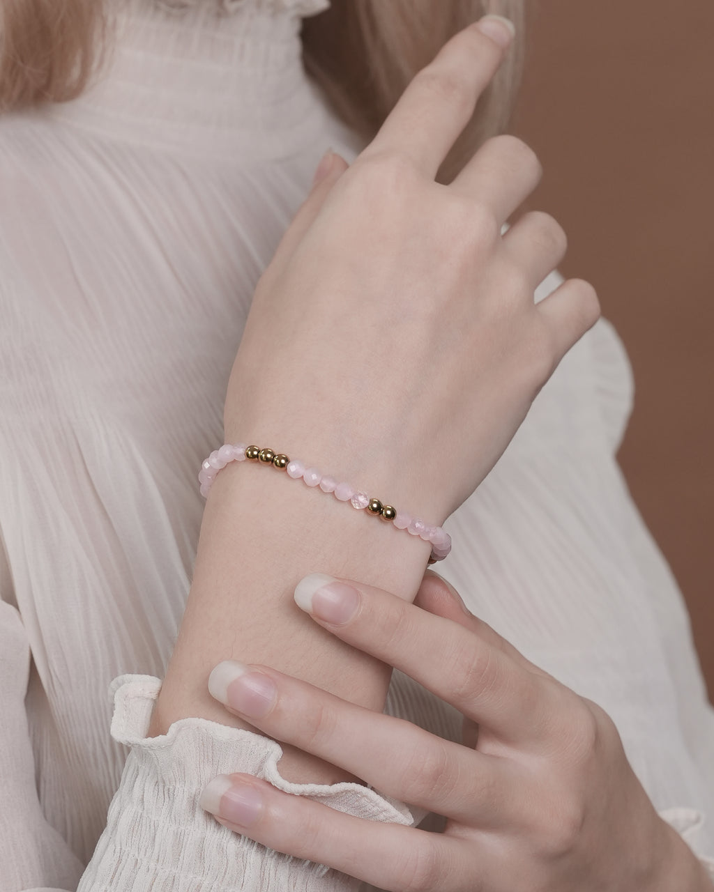 Cadence Pulse Bracelet in Faceted Madagascar Rose Quartz
