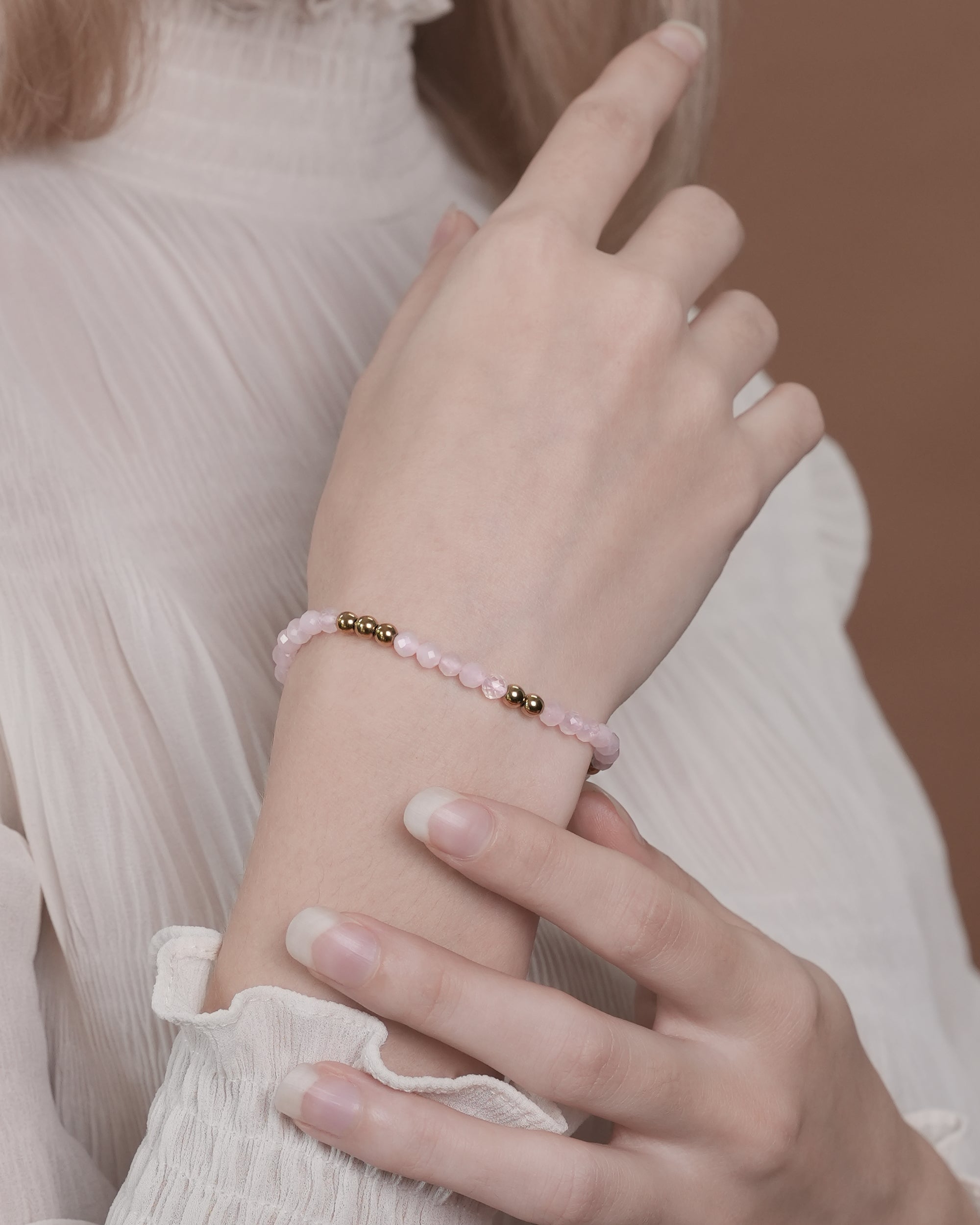 Cadence Pulse Bracelet in Faceted Madagascar Rose Quartz