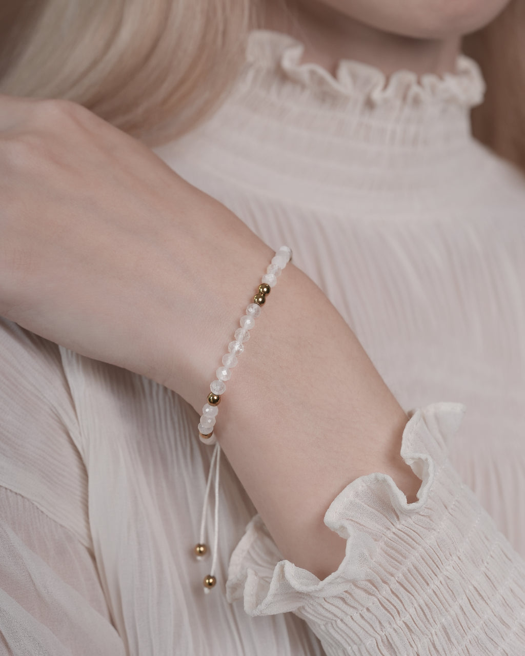 Cadence Pulse Bracelet in Faceted White Moonstone