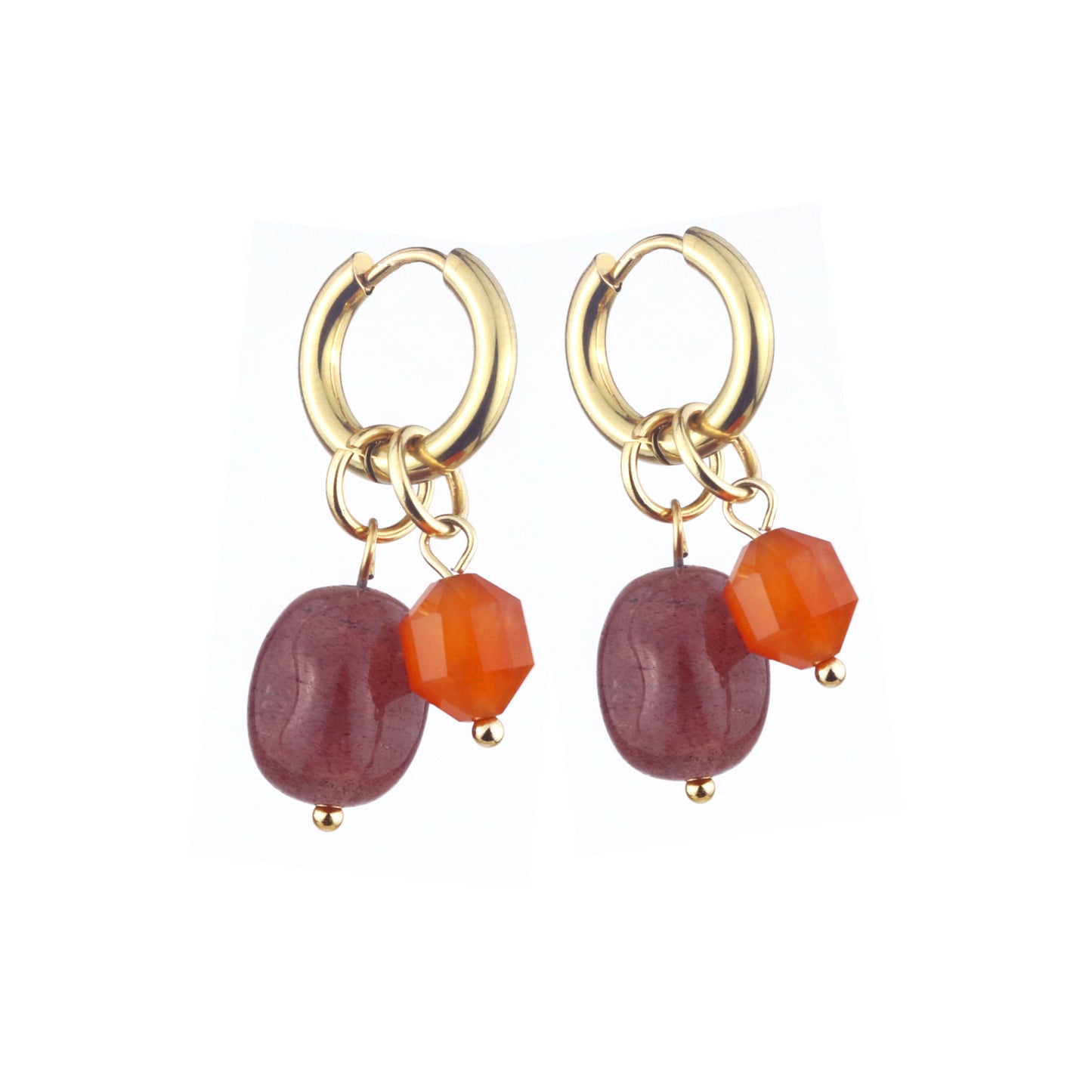 Candice Gold Huggie Earrings in Blood Orange