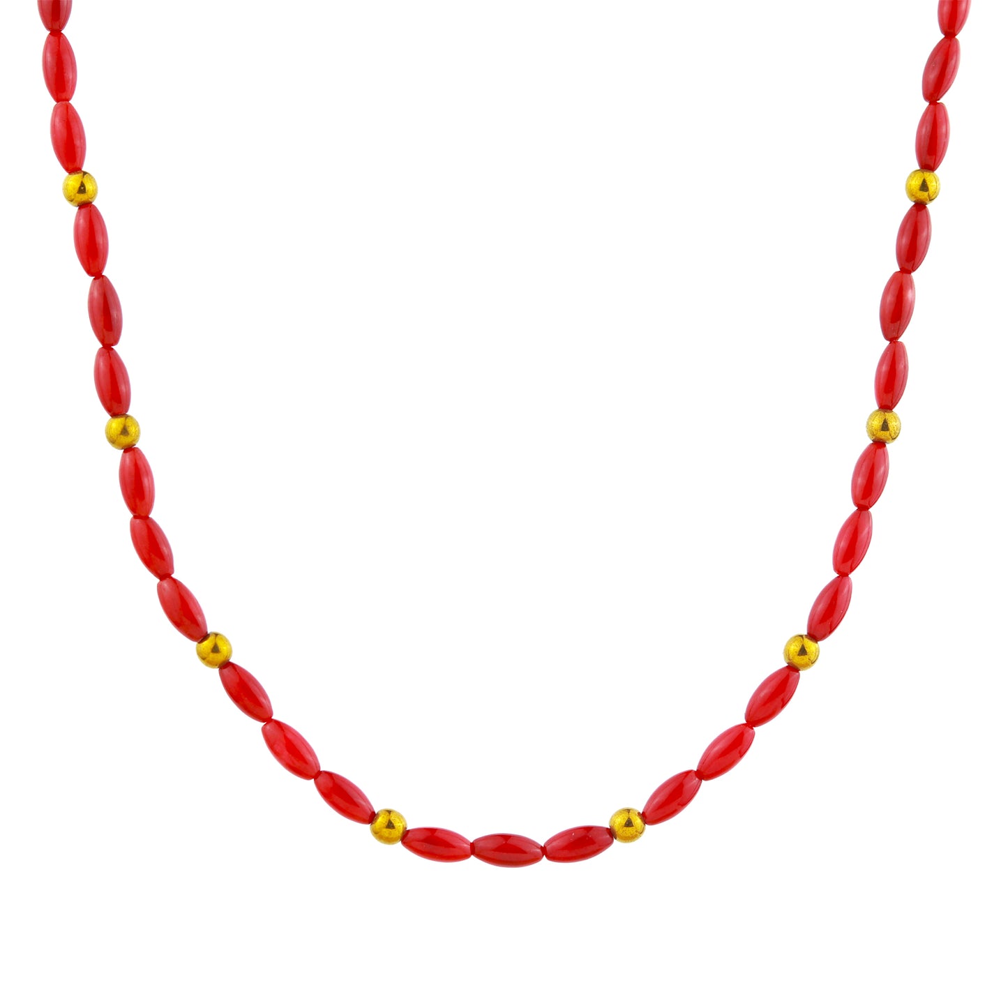 Brie Necklace in Red Coral Rice