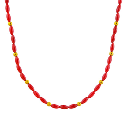 Brie Necklace in Red Coral Rice