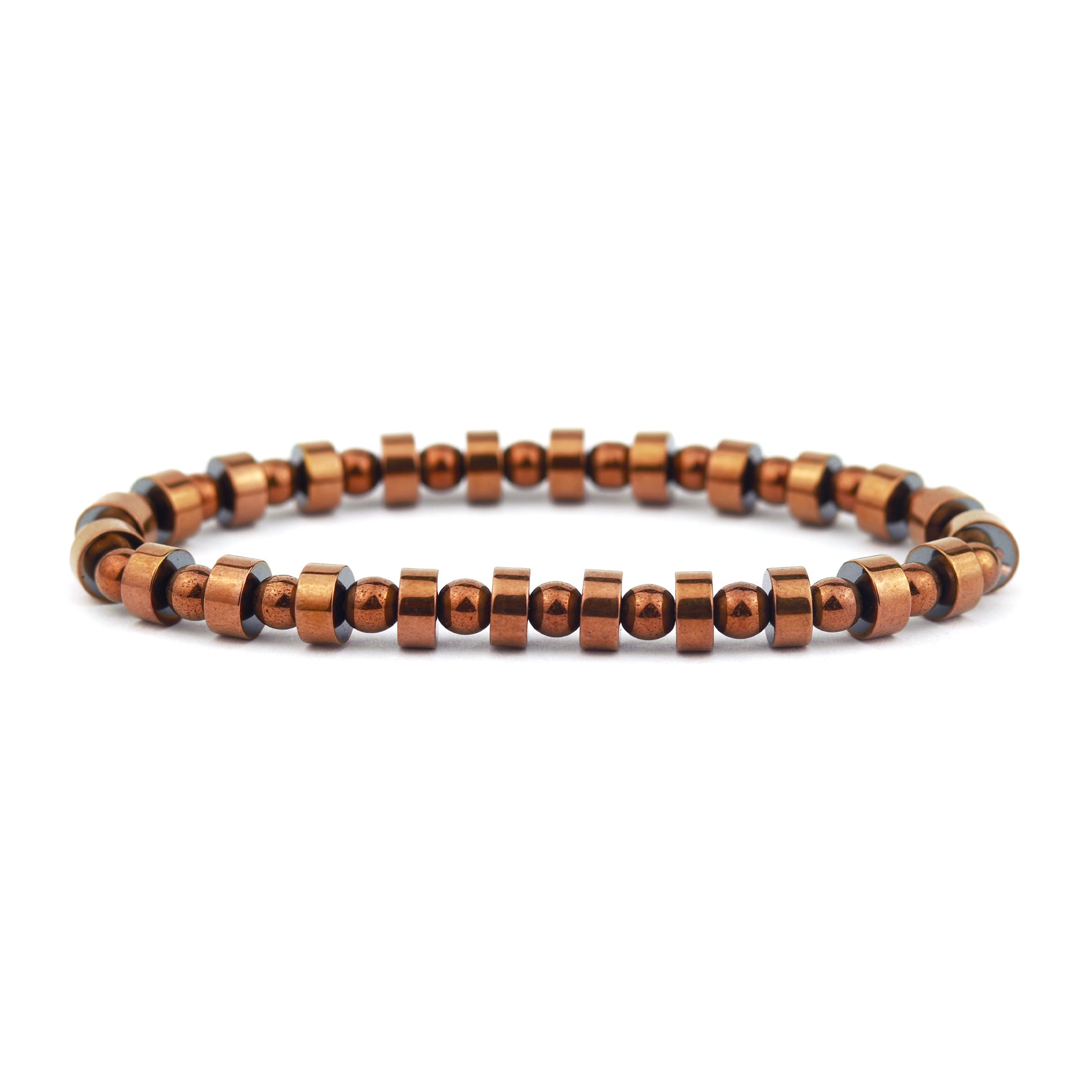 Bronze Hematite Stretch Bracelet 4mm + 6mm Rondelle