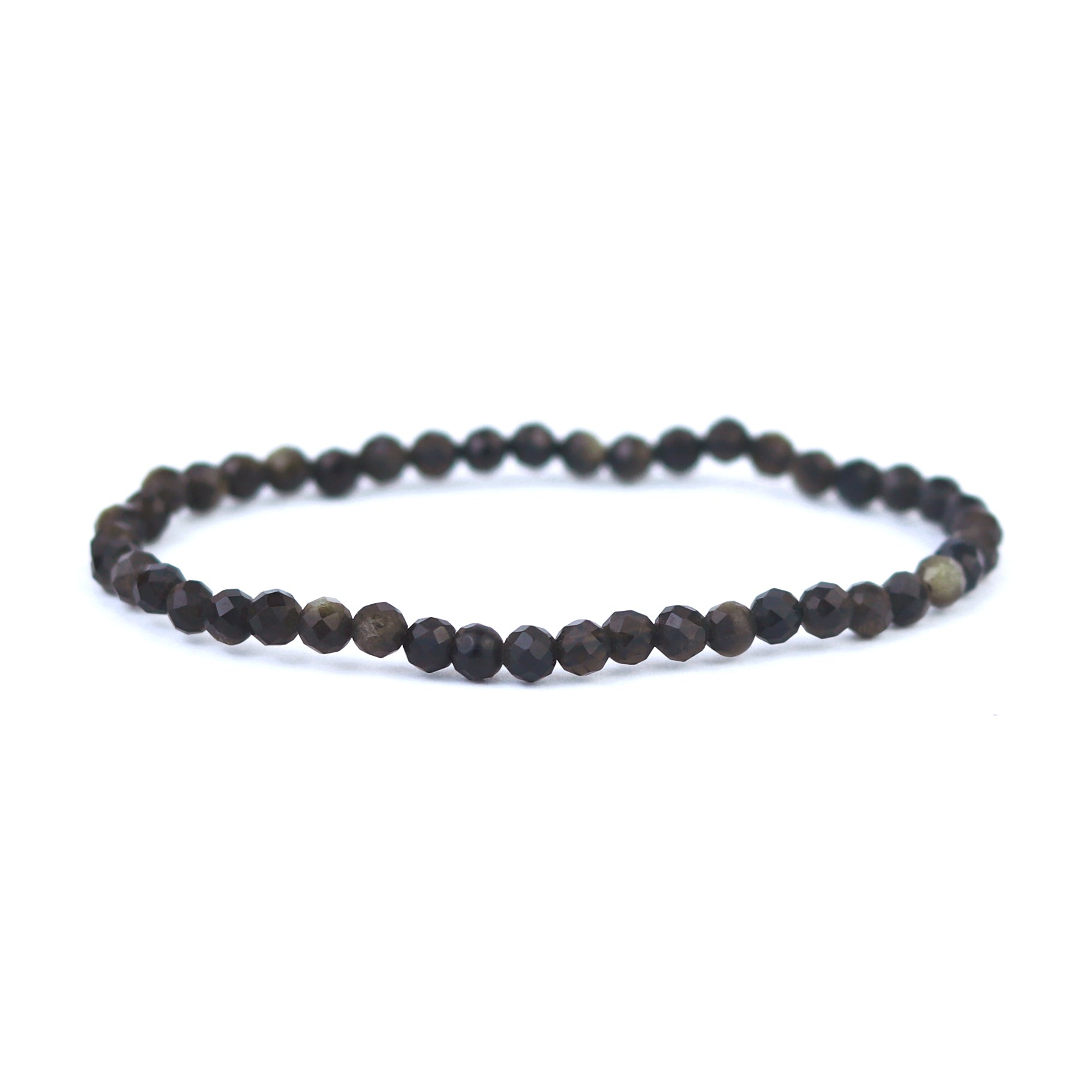 Faceted Gold Sheen Obsidian Stretch Bracelet 4mm