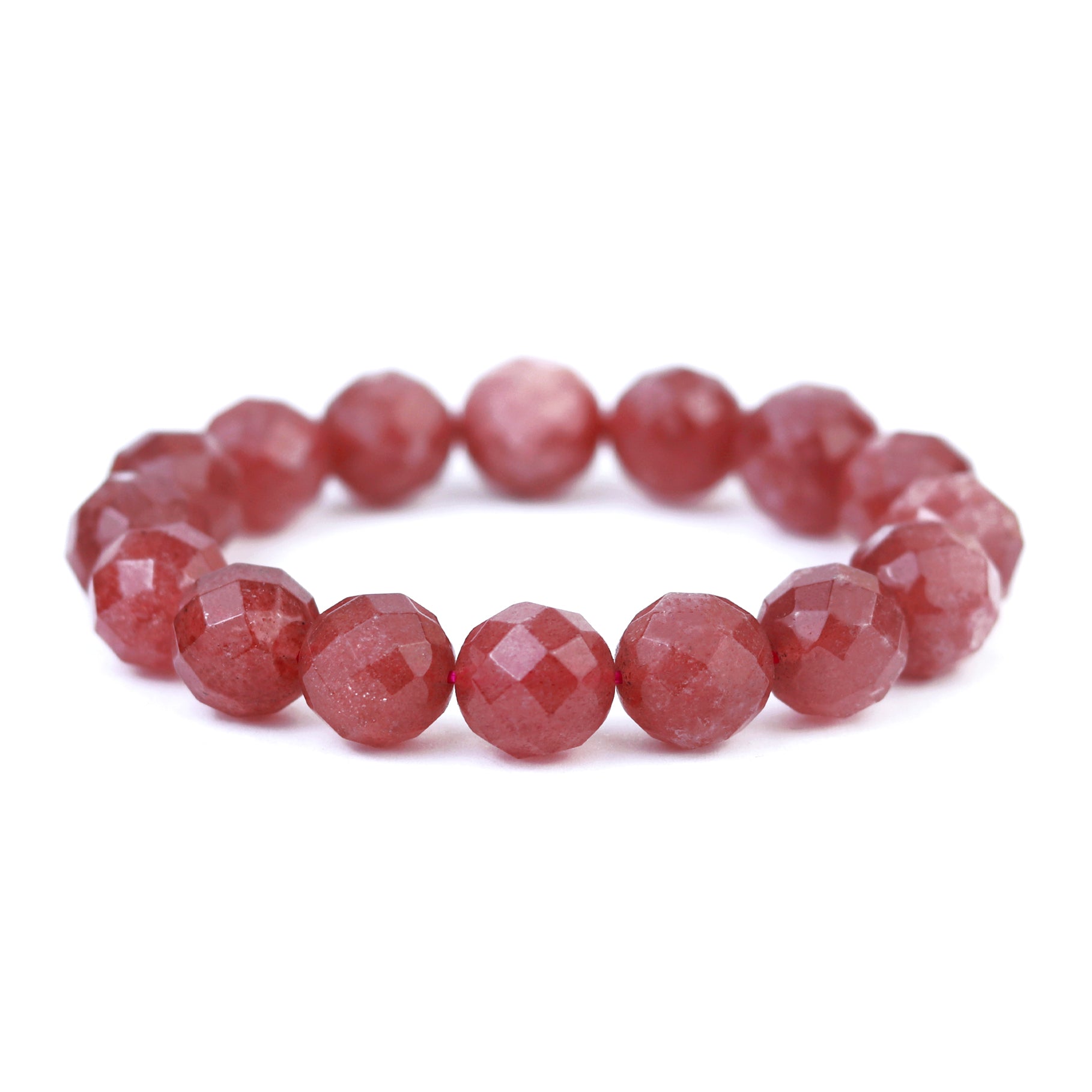 Faceted Strawberry Quartz Stretch Bracelet 12mm