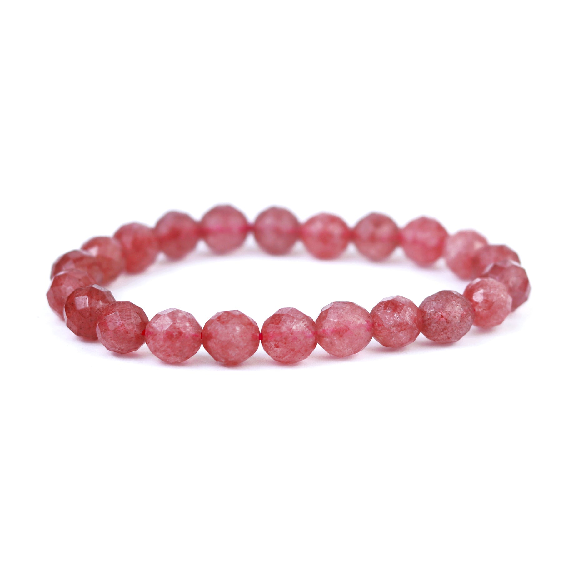 Faceted Strawberry Quartz Stretch Bracelet 8mm