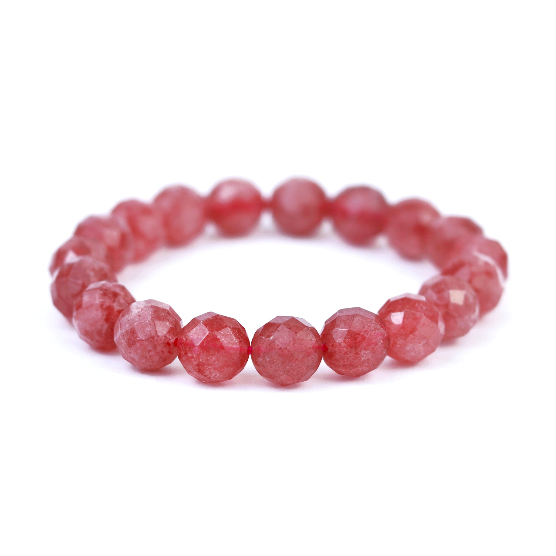 Faceted Strawberry Quartz Stretch Bracelet 9.5mm