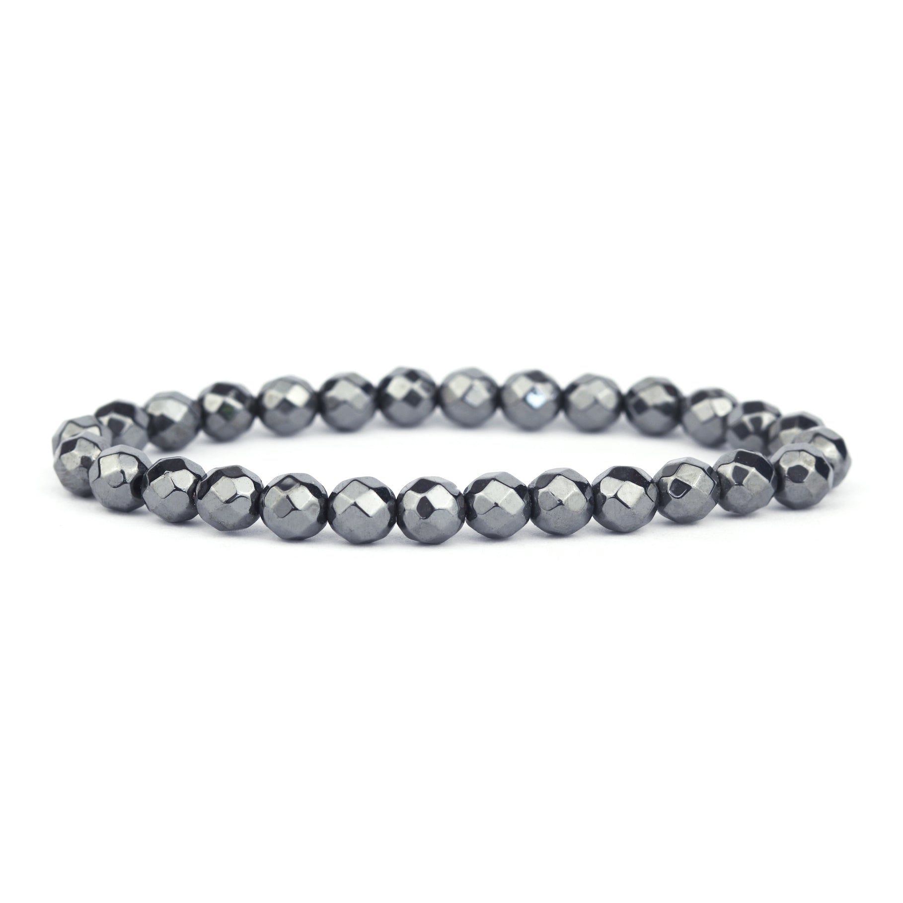 Faceted Hematite Stretch Bracelet 6mm