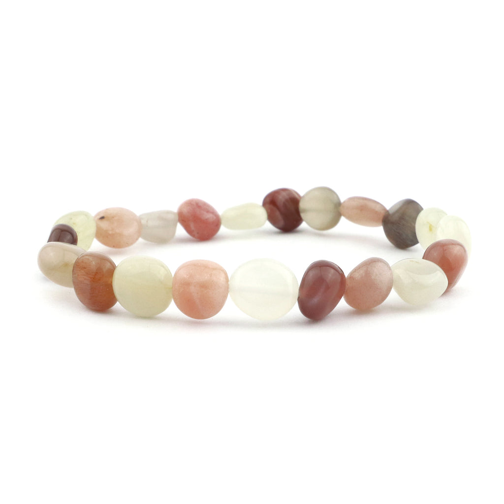 Mixed Moonstone Pebbles Stretch Bracelet