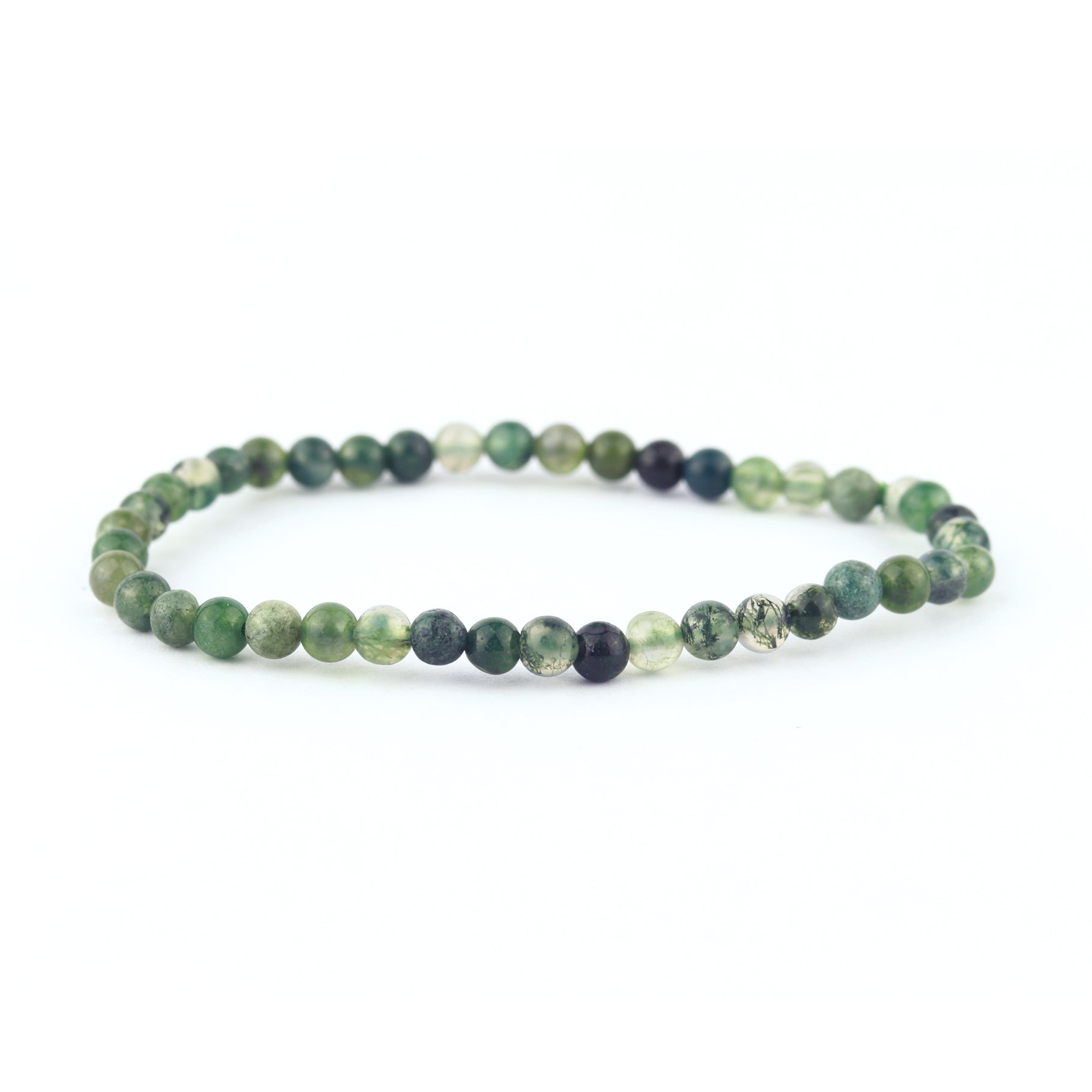 Moss Agate Stretch Bracelet 4mm