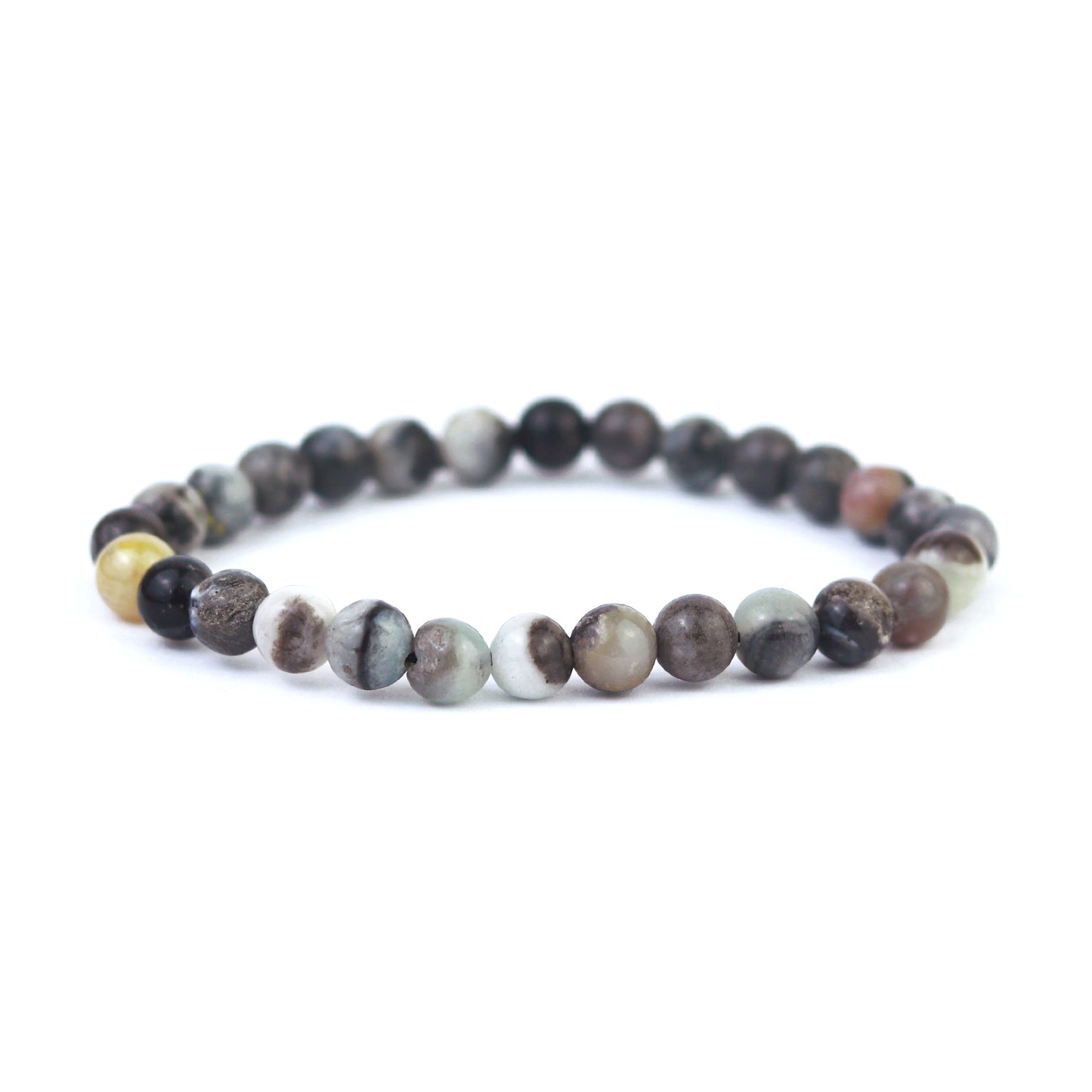 Silver Leaf Jasper Stretch Bracelet 6mm