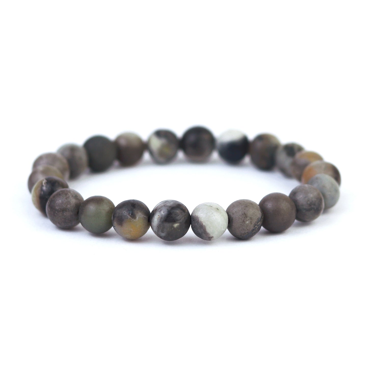 Silver Leaf Jasper Stretch Bracelet 8mm