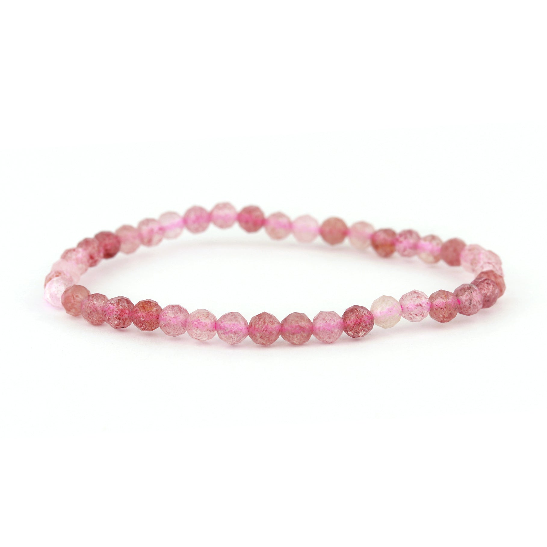 Faceted Strawberry Quartz Stretch Bracelet 4mm