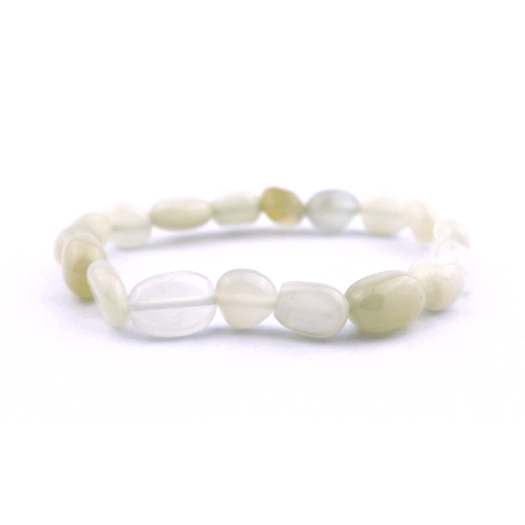 White Moonstone Pebbles Stretch Bracelet