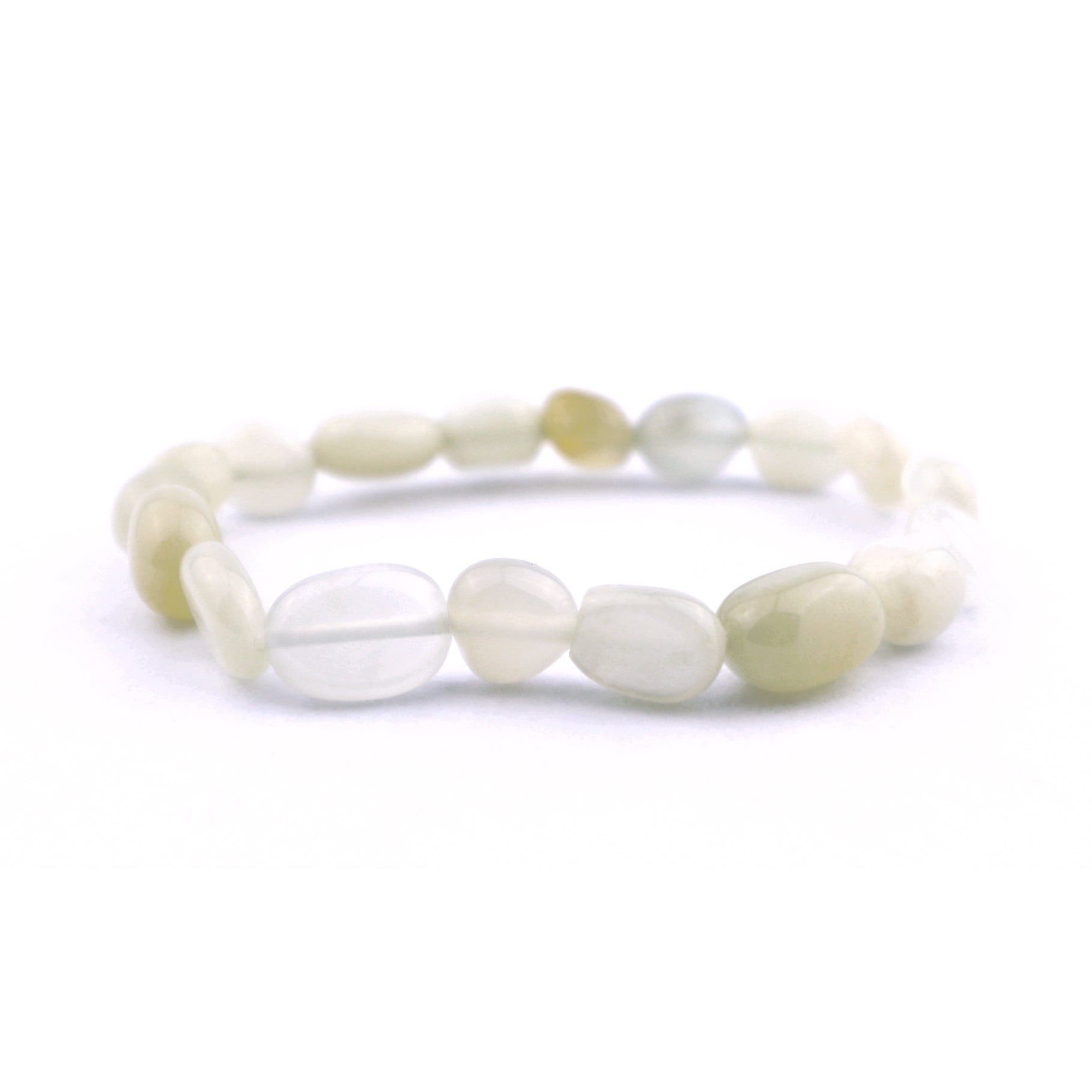 White Moonstone Pebbles Stretch Bracelet