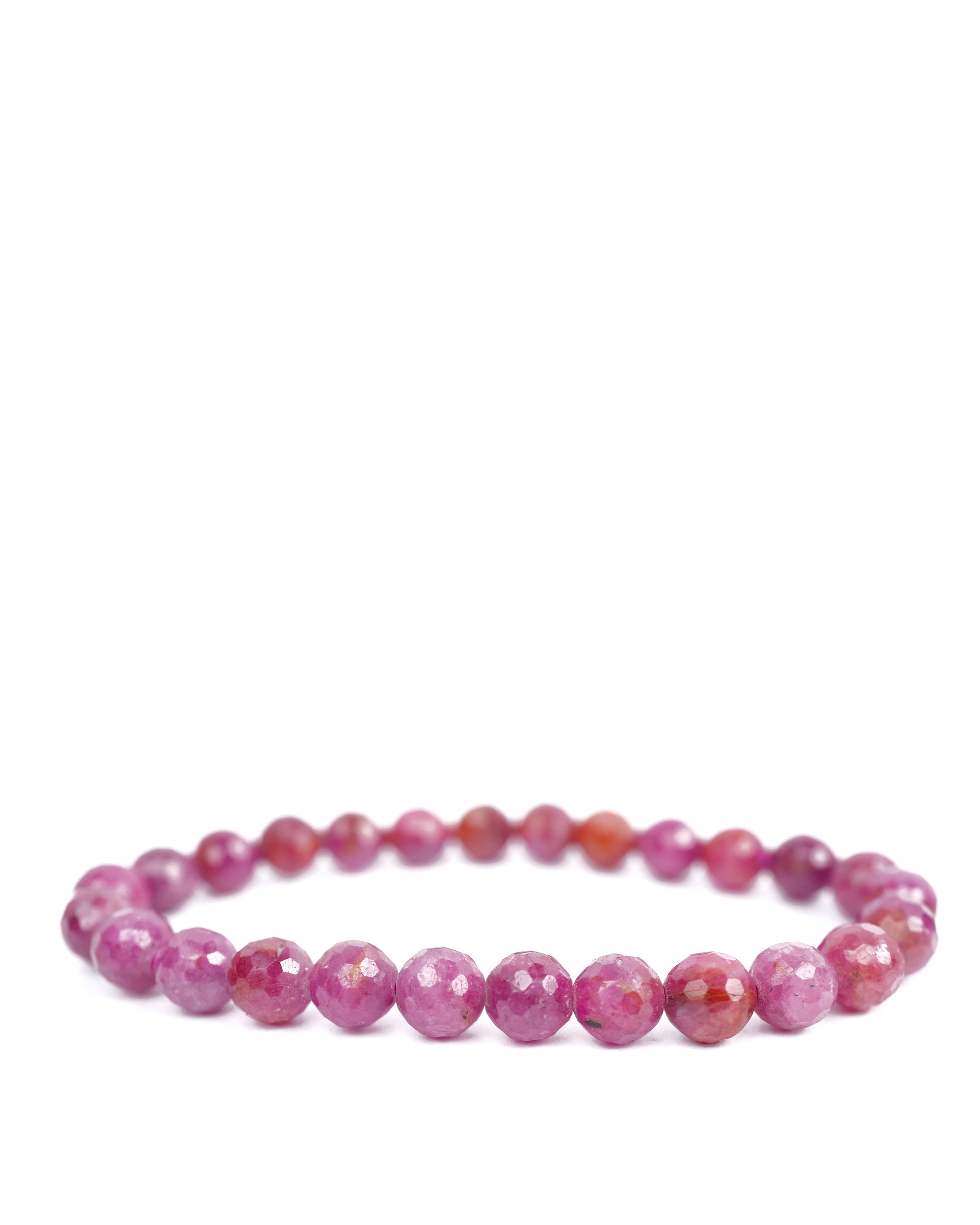 Faceted A-Grade Ruby Stretch Bracelet 6mm