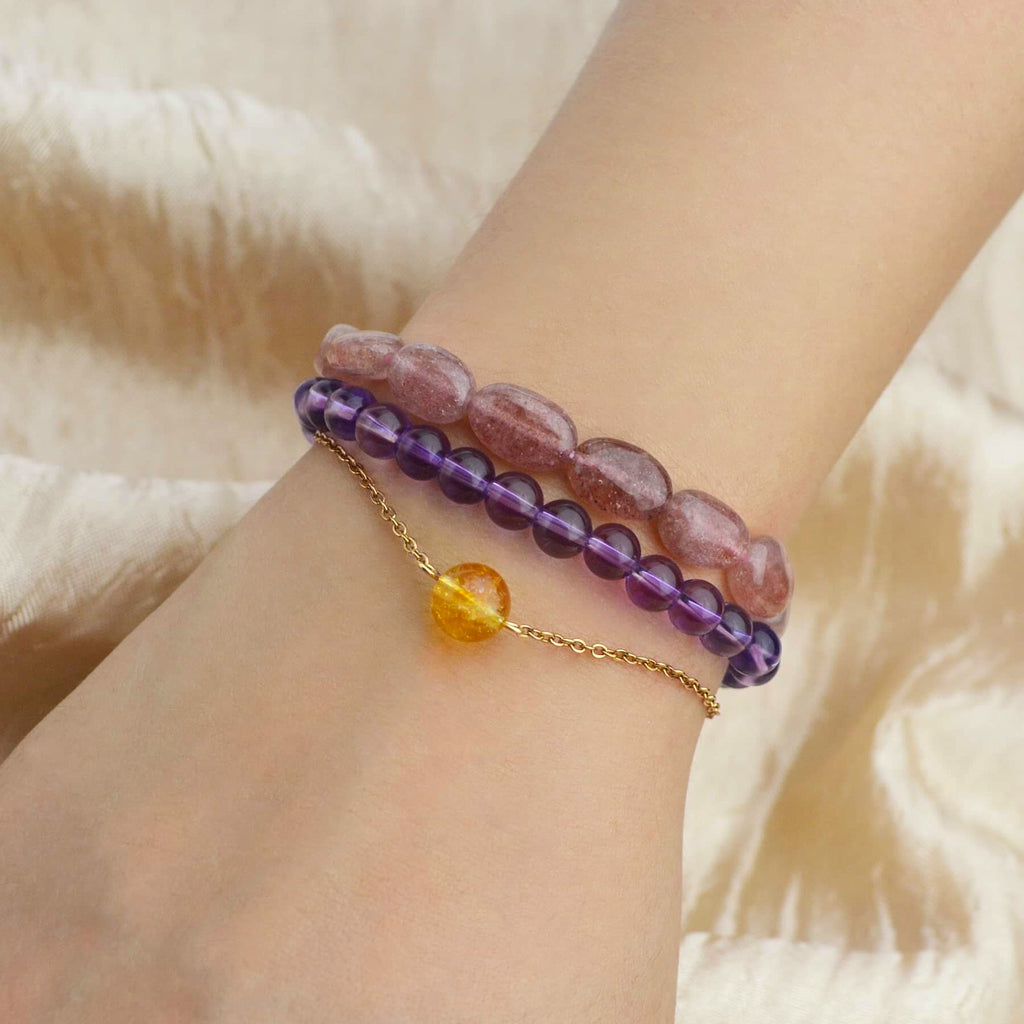 Strawberry Quartz Pebbles Stretch Bracelet