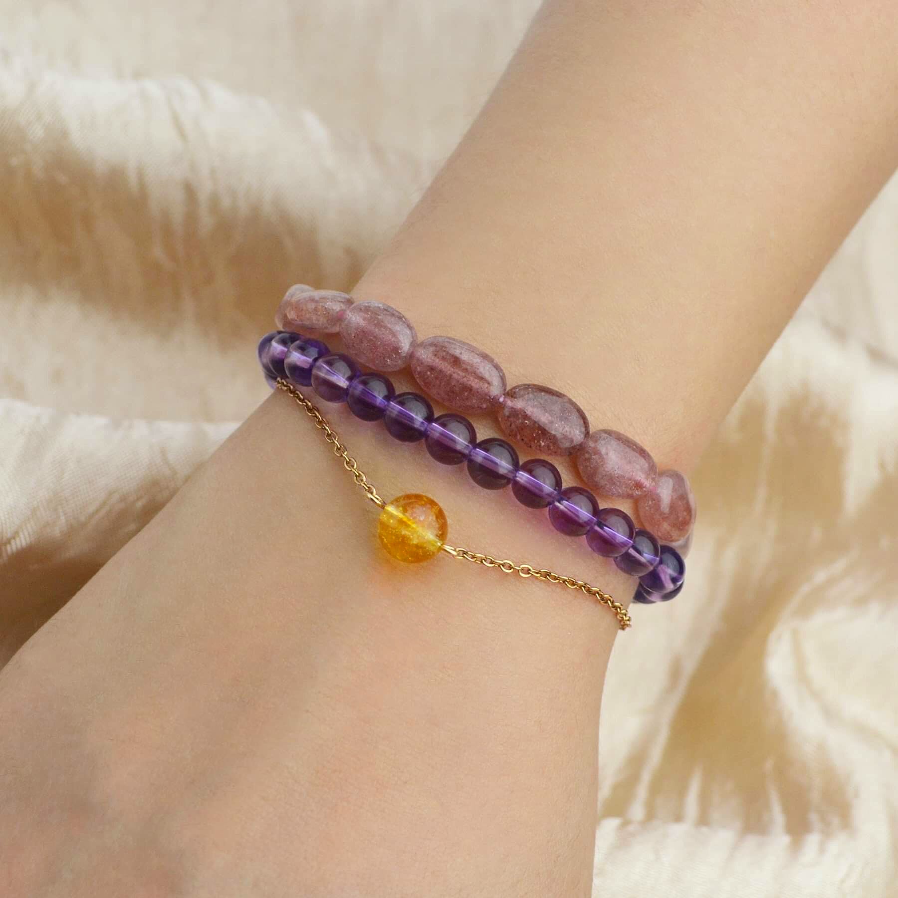 Strawberry Quartz Pebbles Stretch Bracelet