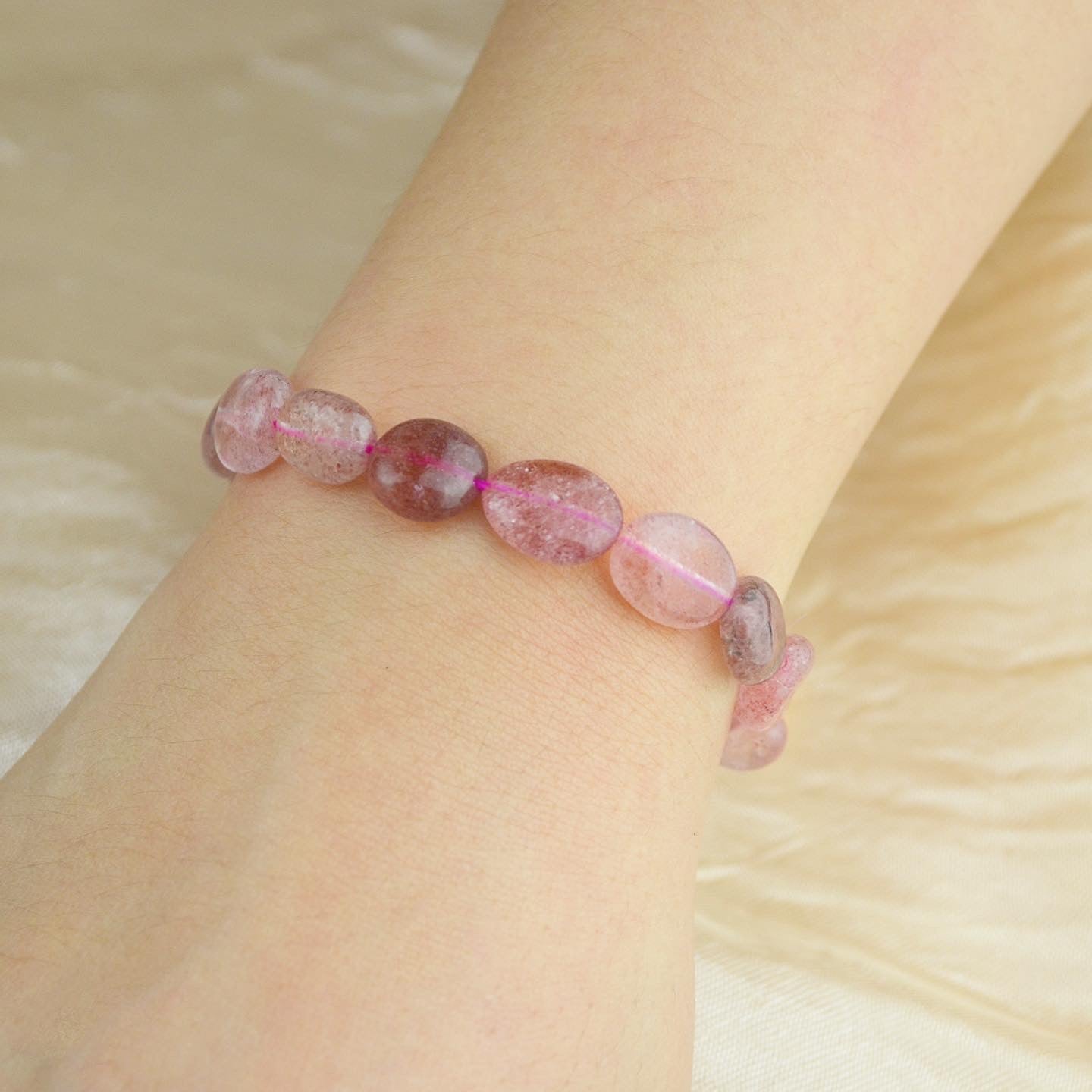 Strawberry Quartz Pebbles Stretch Bracelet