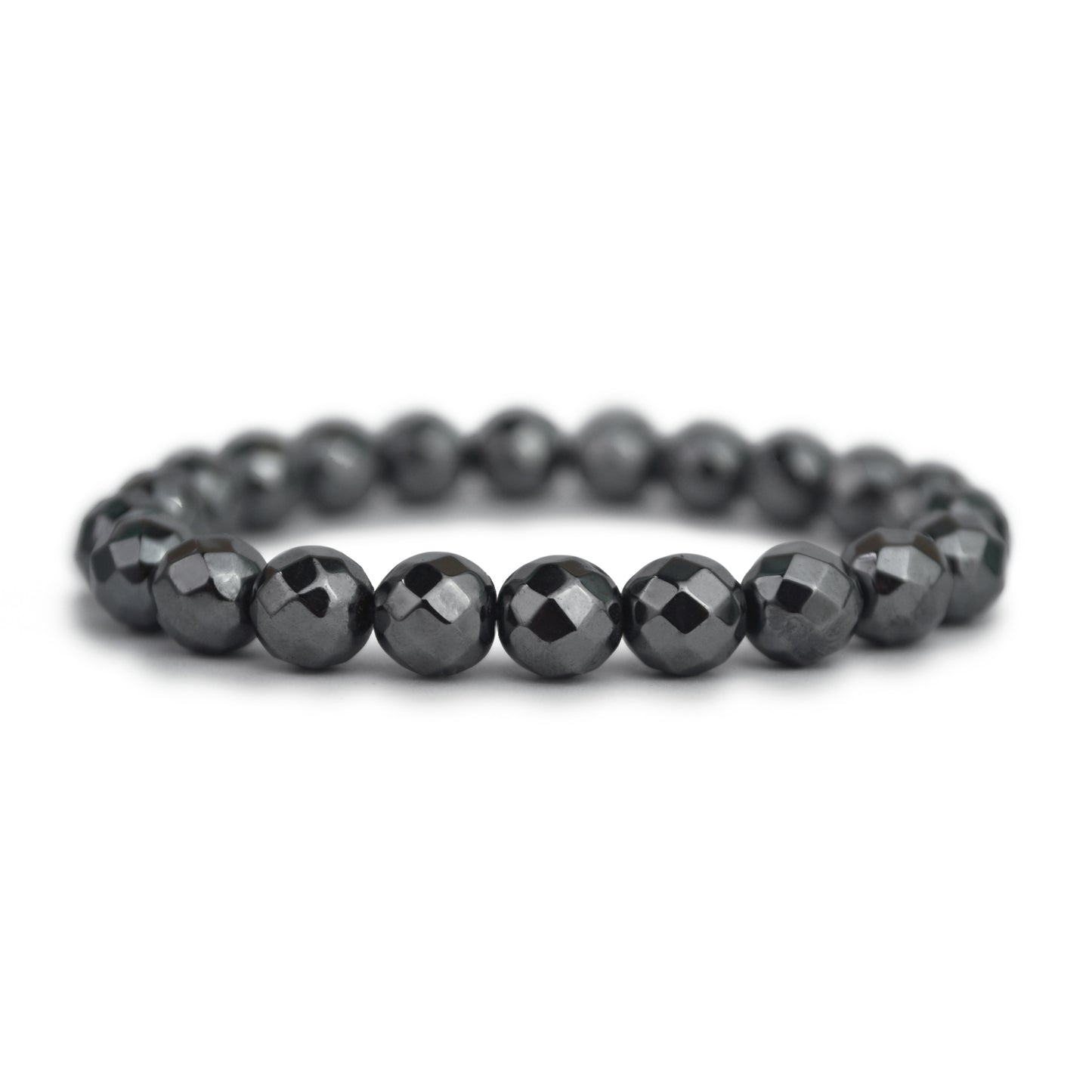 Faceted Hematite Stretch Bracelet 8mm