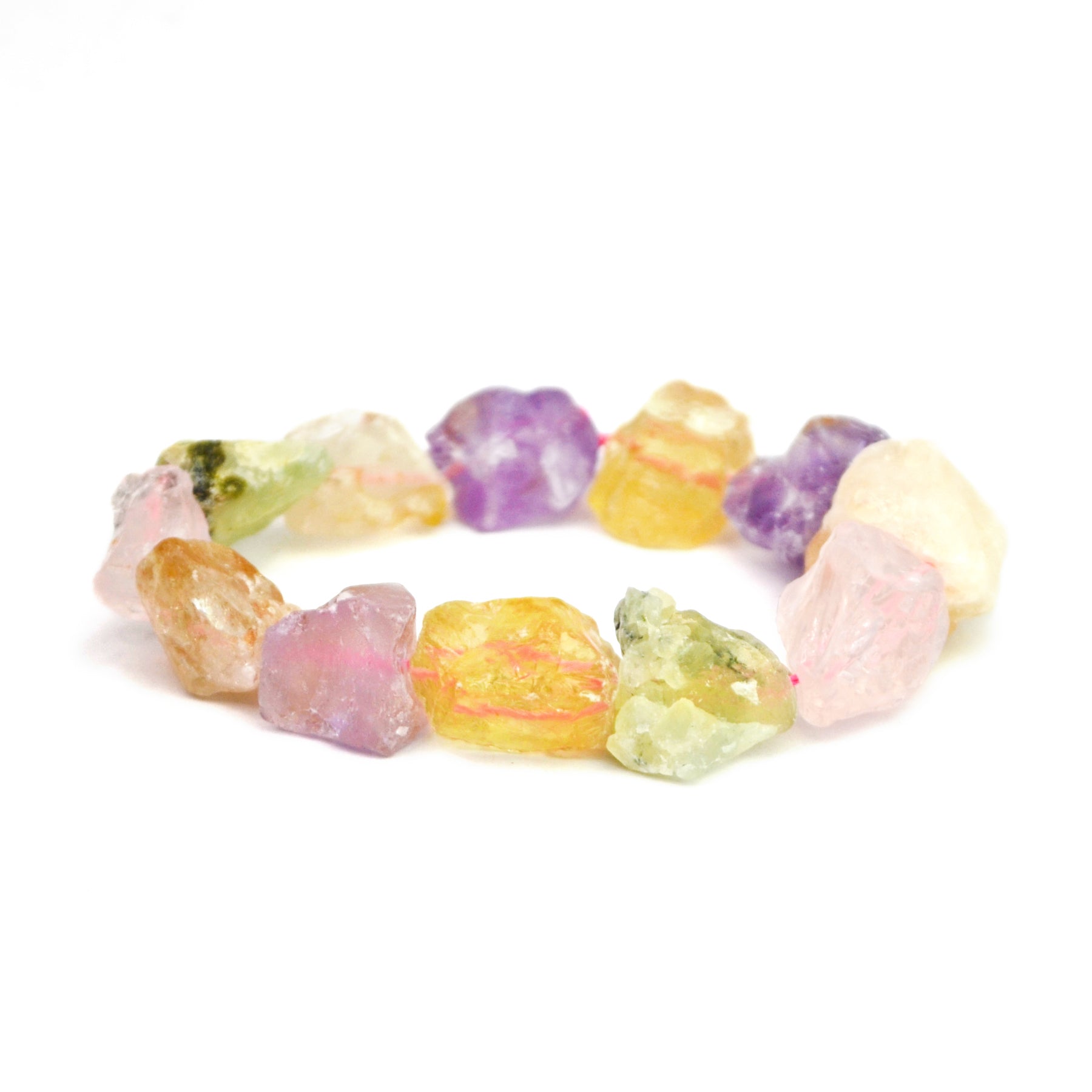 Raw Mixed Pastel Stones Stretch Bracelet Medium