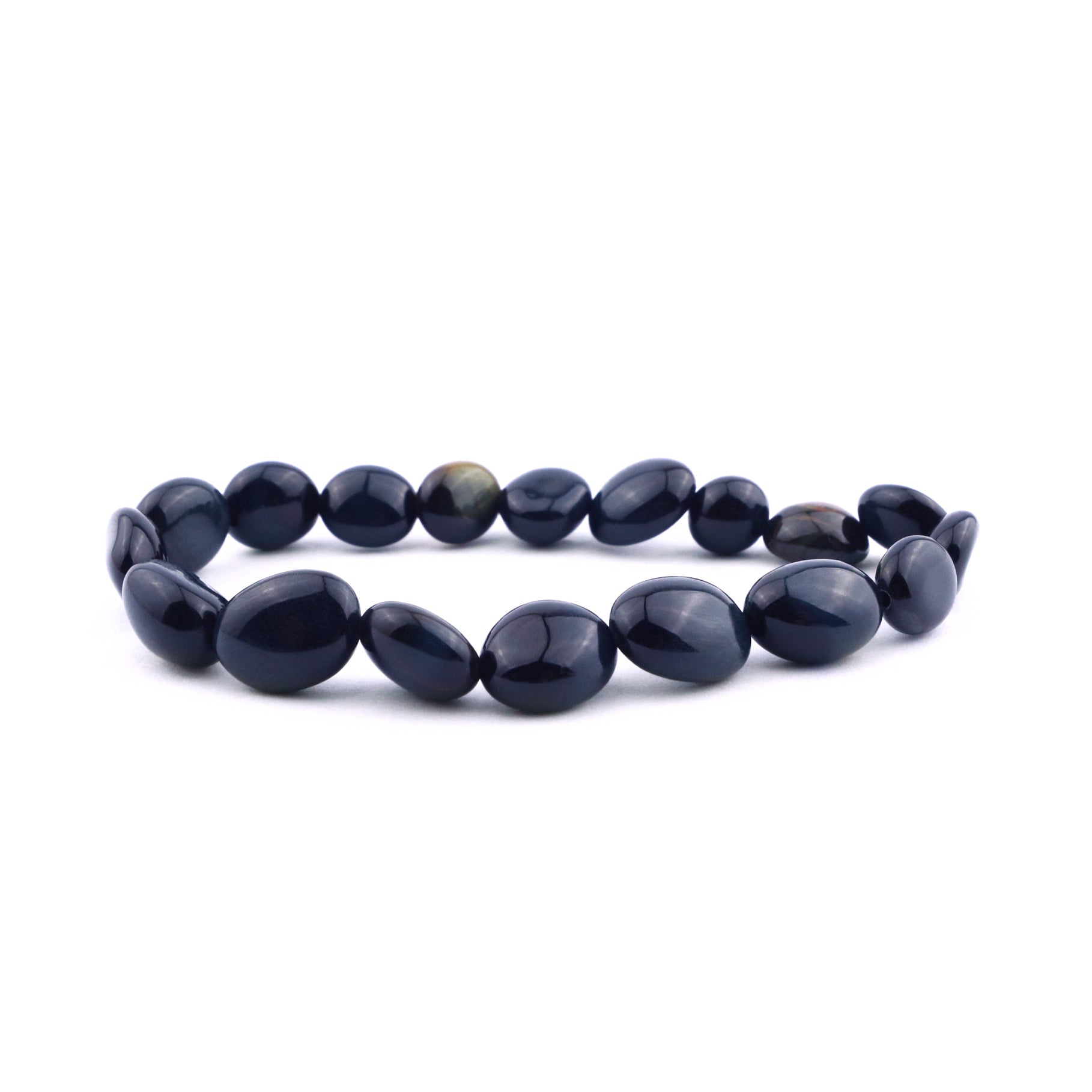 Blue Tiger Eye Pebbles Stretch Bracelet