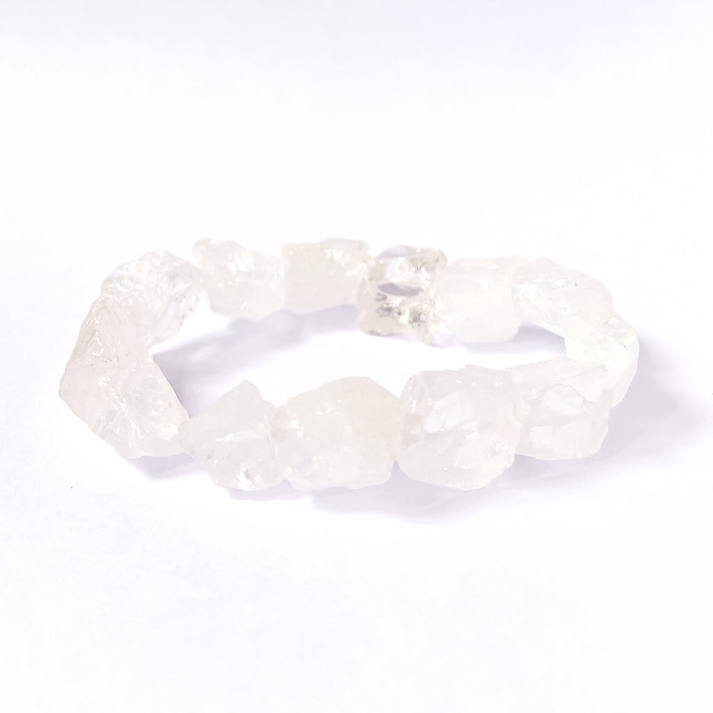 Raw Clear Quartz Stretch Bracelet Medium