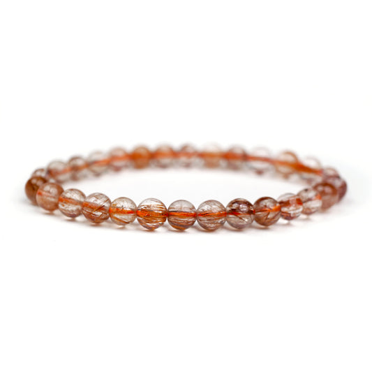 Copper Rutilated Quartz Stretch Bracelet 6mm