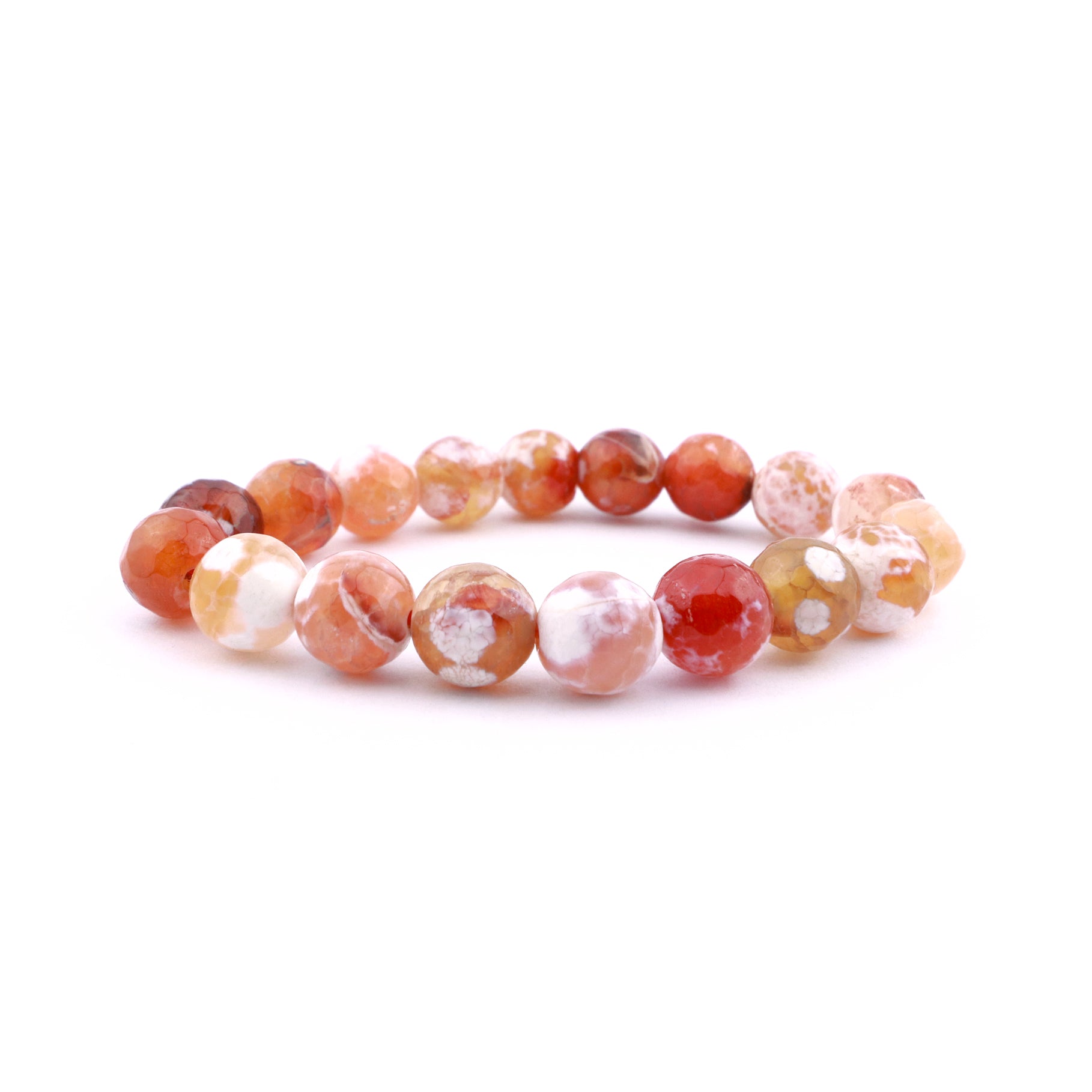 Red Snakeskin Agate Stretch Bracelet 10mm