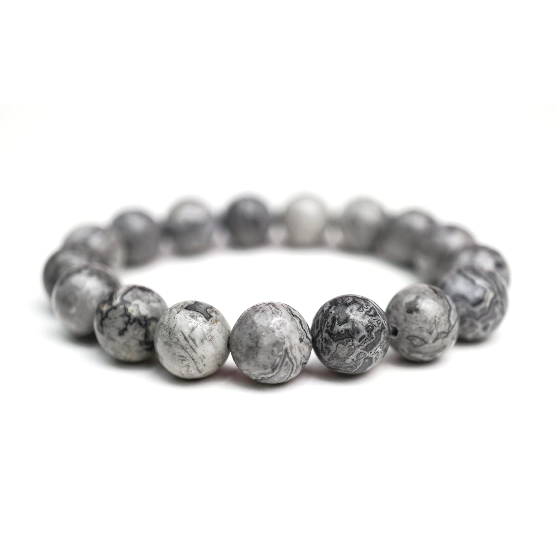 Gray Jasper Stretch Bracelet 12mm