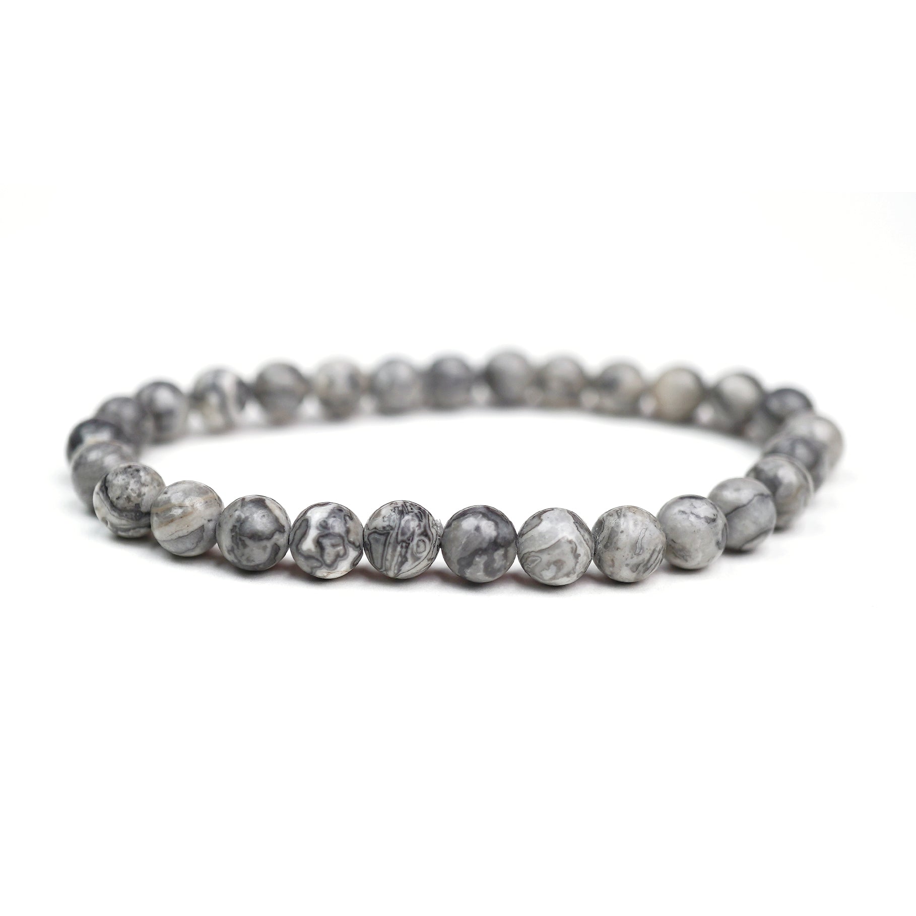 Gray Jasper Stretch Bracelet 6mm