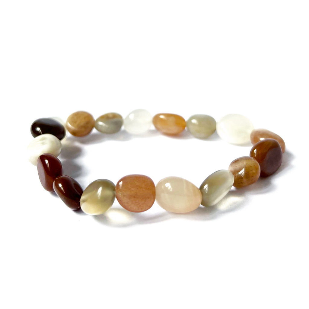 Mixed Moonstone Pebbles Stretch Bracelet