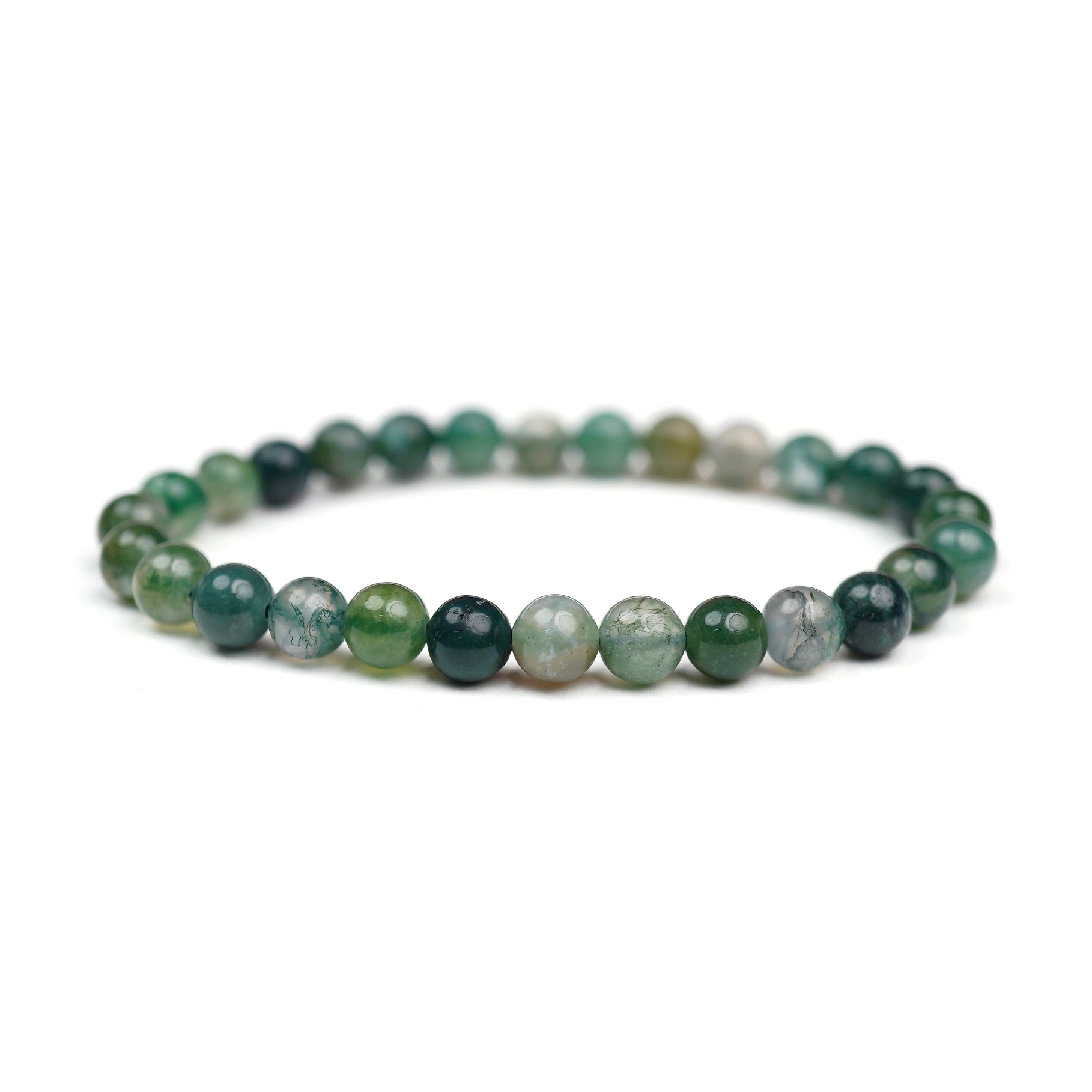 Moss Agate Stretch Bracelet 6mm