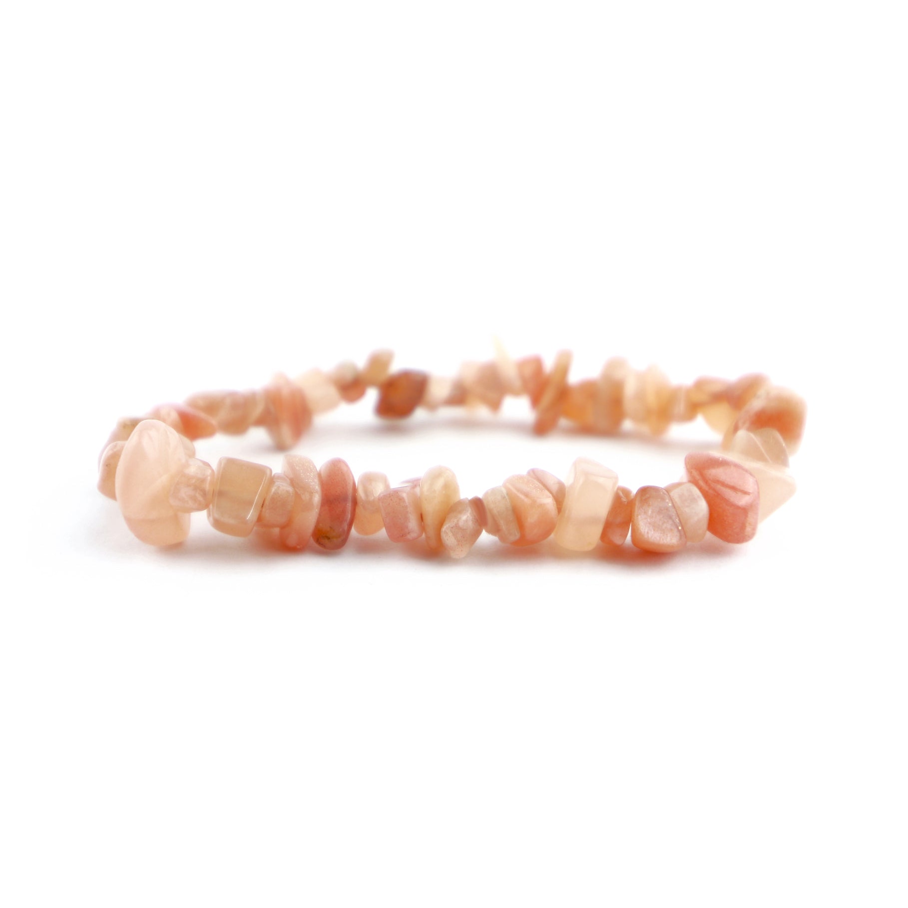 Peach Moonstone Chips Stretch Bracelet Small