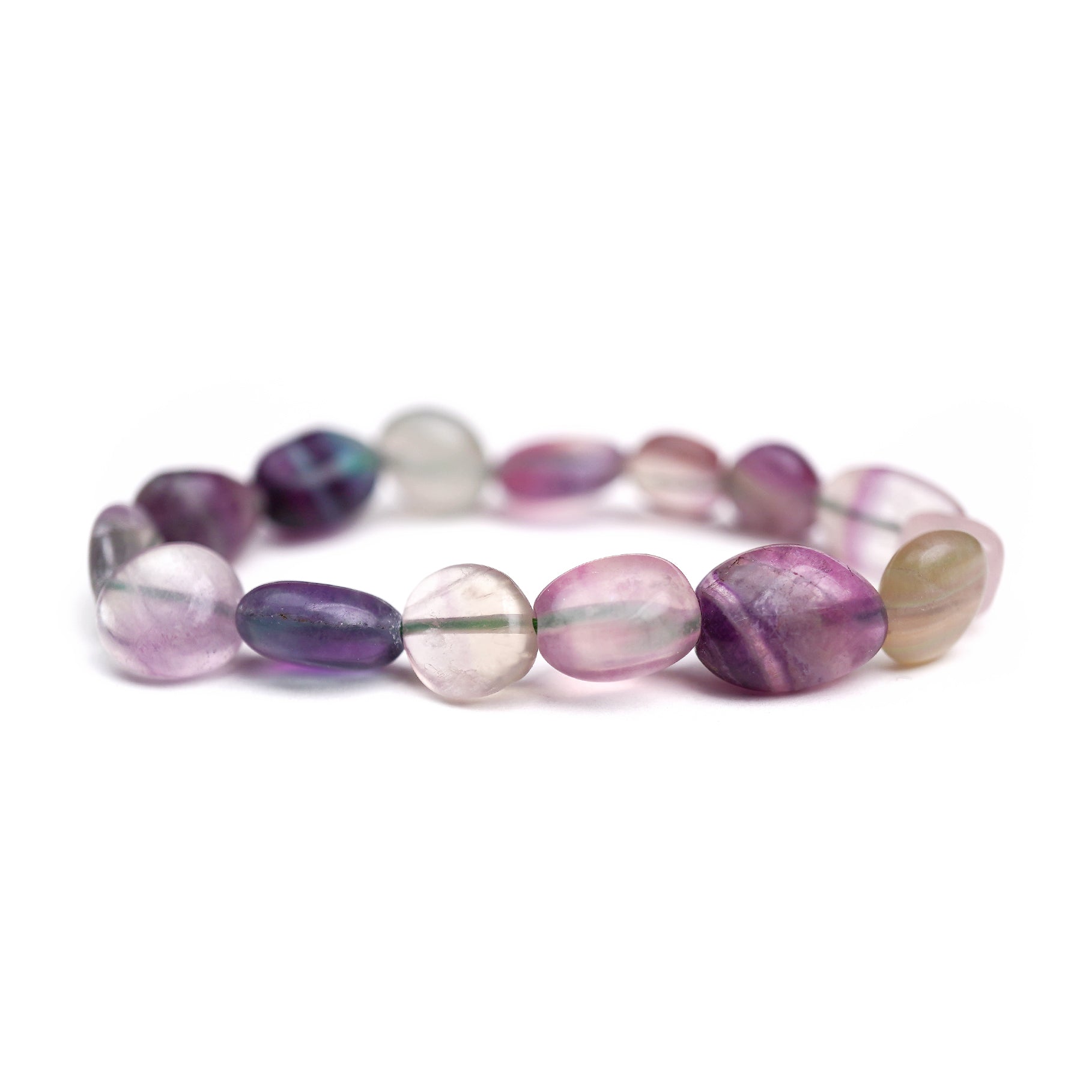 Rainbow Fluorite Pebbles Stretch Bracelet