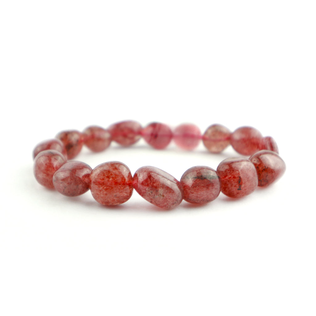 Strawberry Quartz Pebbles Stretch Bracelet