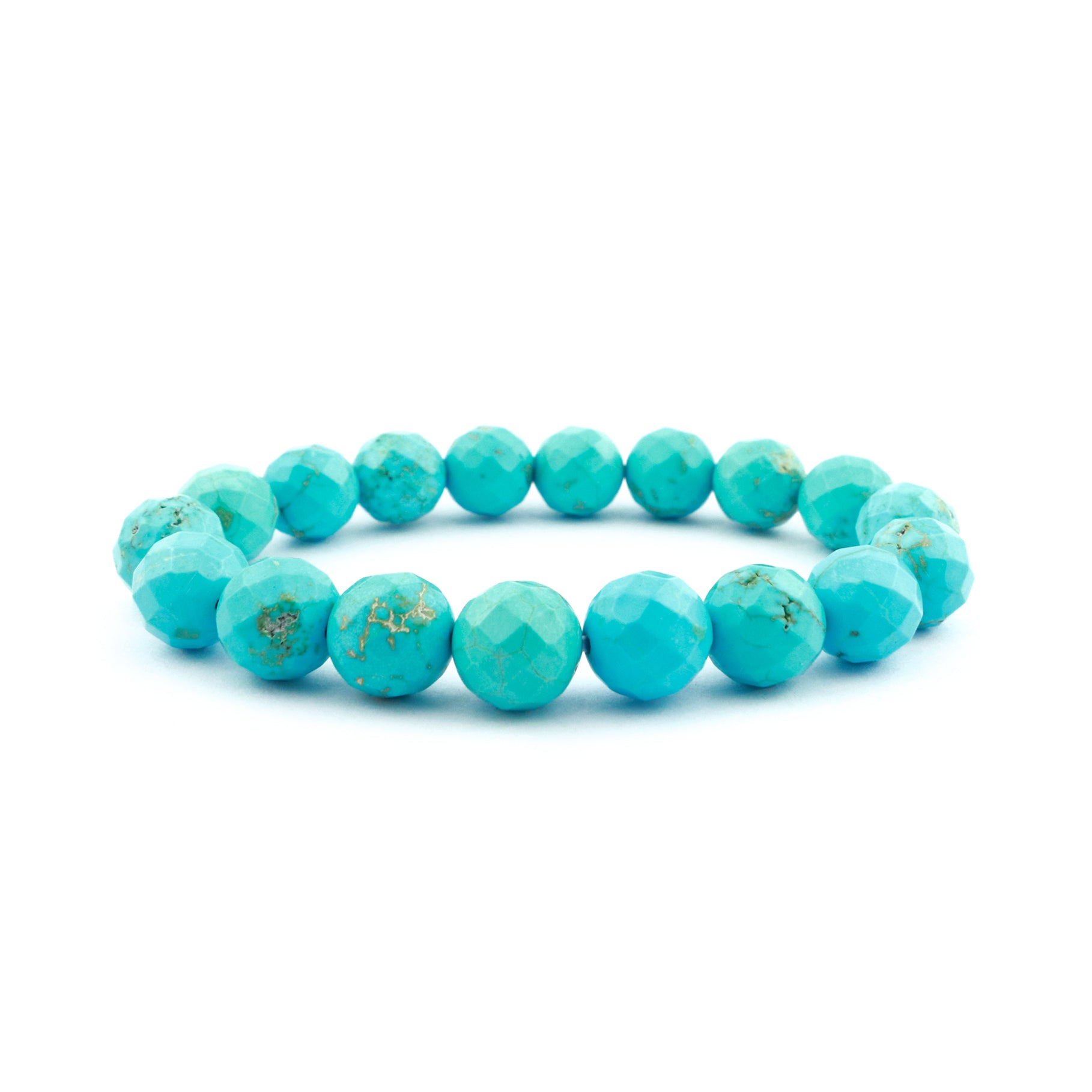 Faceted Turquoise Stretch Bracelet 10mm
