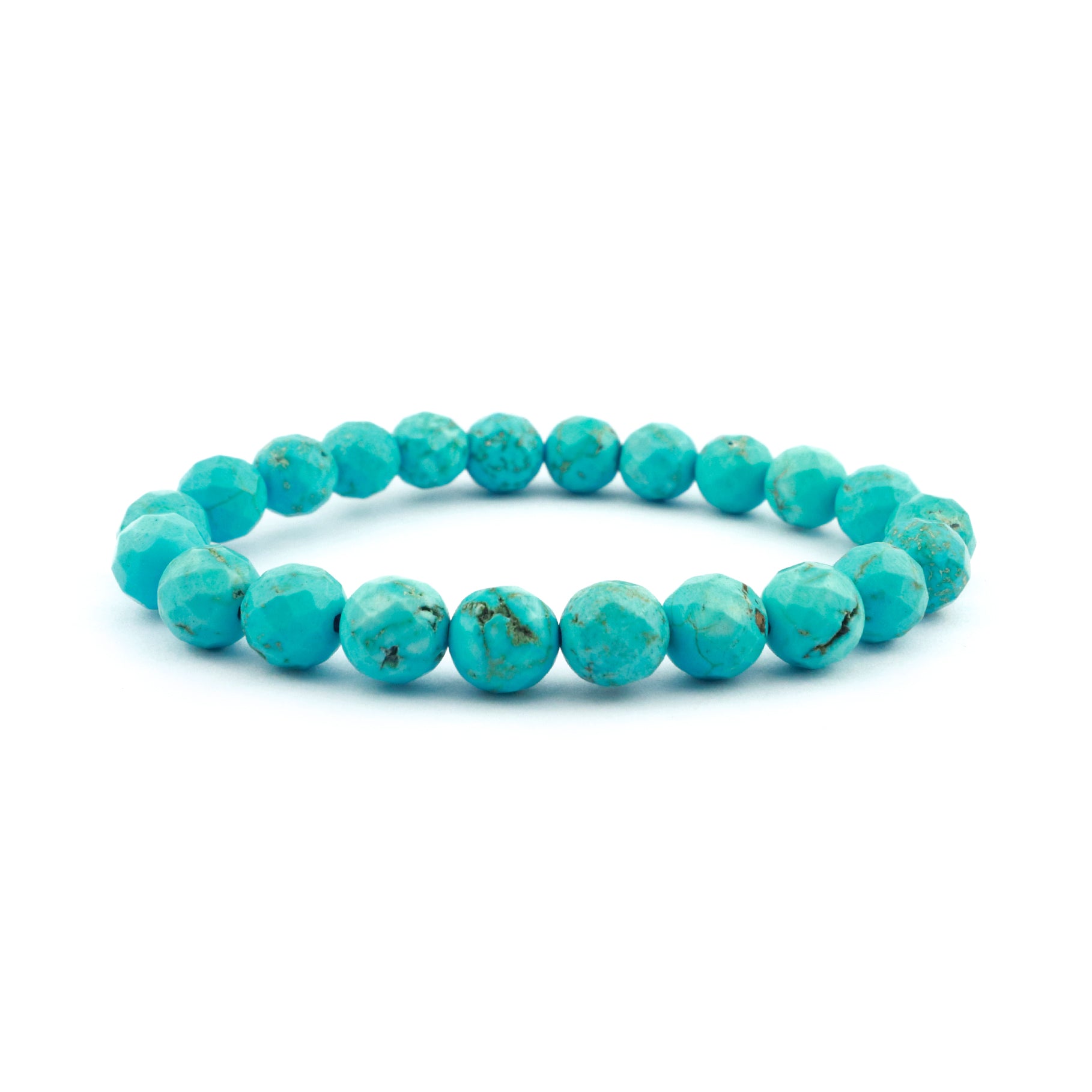 Faceted Turquoise Stretch Bracelet 8mm