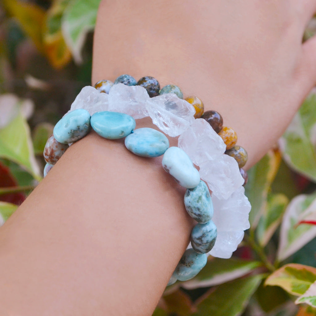 Larimar Pebbles Stretch Bracelet (Few Inclusions)