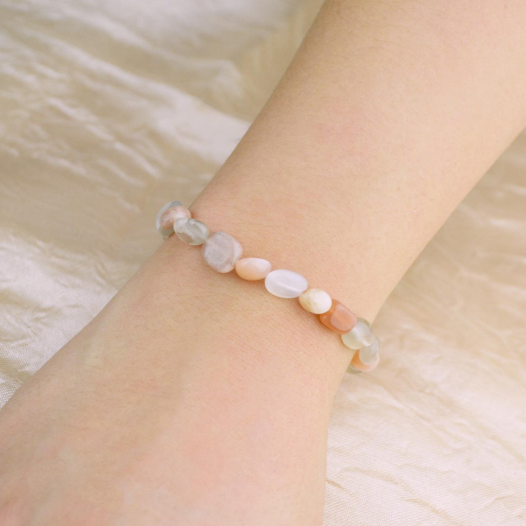 Mixed Moonstone Pebbles Stretch Bracelet